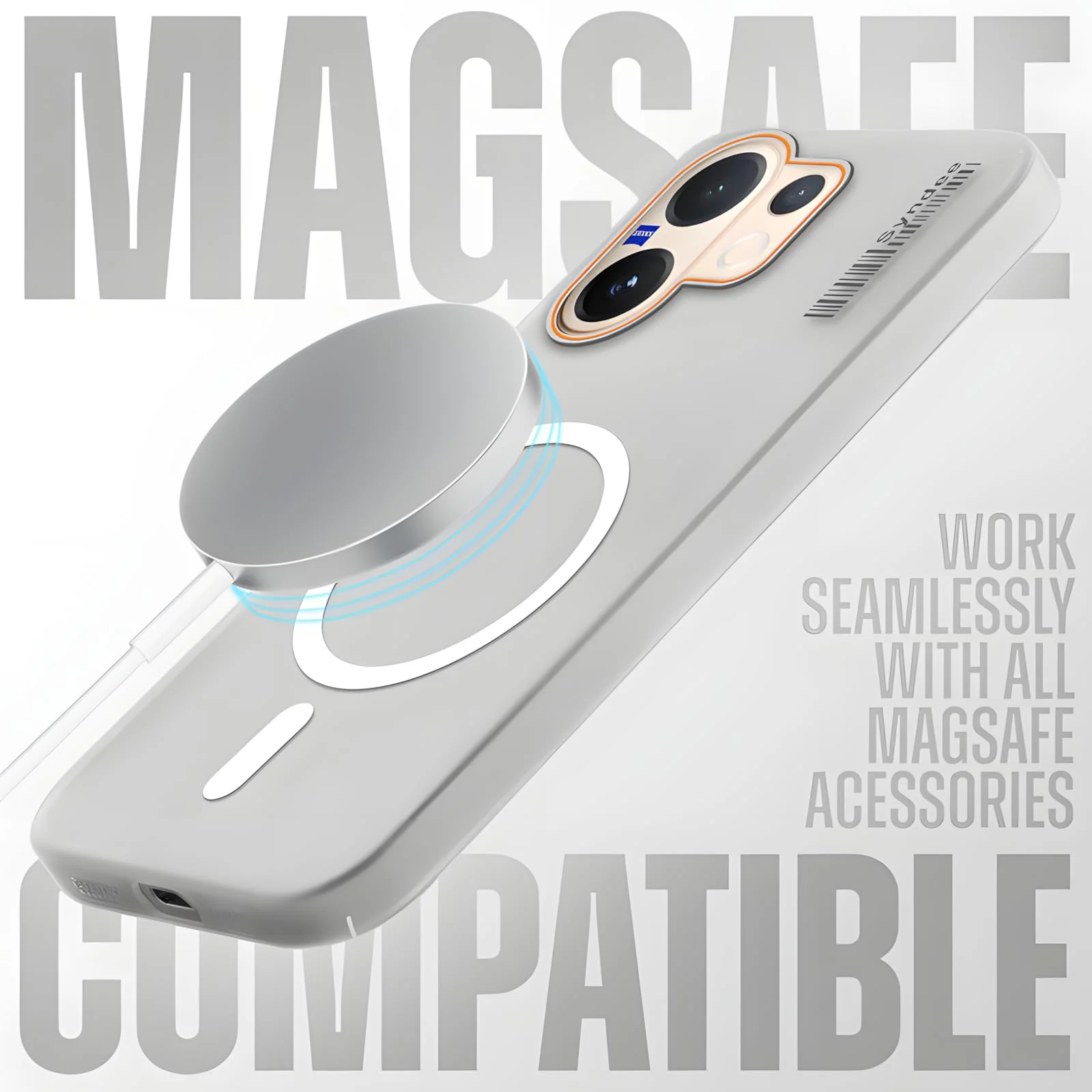 DL3 Mobilak Case Back Cover for Vivo V60 5G, Sleek Frosted Translucent Back Only Compatible with Wireless Magnetic Accessories | Anti-Scratch Shockproof Phone Case - Clear