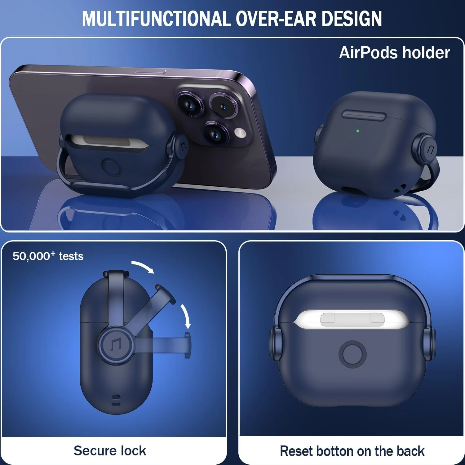 DL3 Mobilak Case for AirPods Pro Protective [With Closure Lid] [Front LED Visible] [With Wrist Strap] Skin Case Compatible with AirPods Pro 2019 - Blue