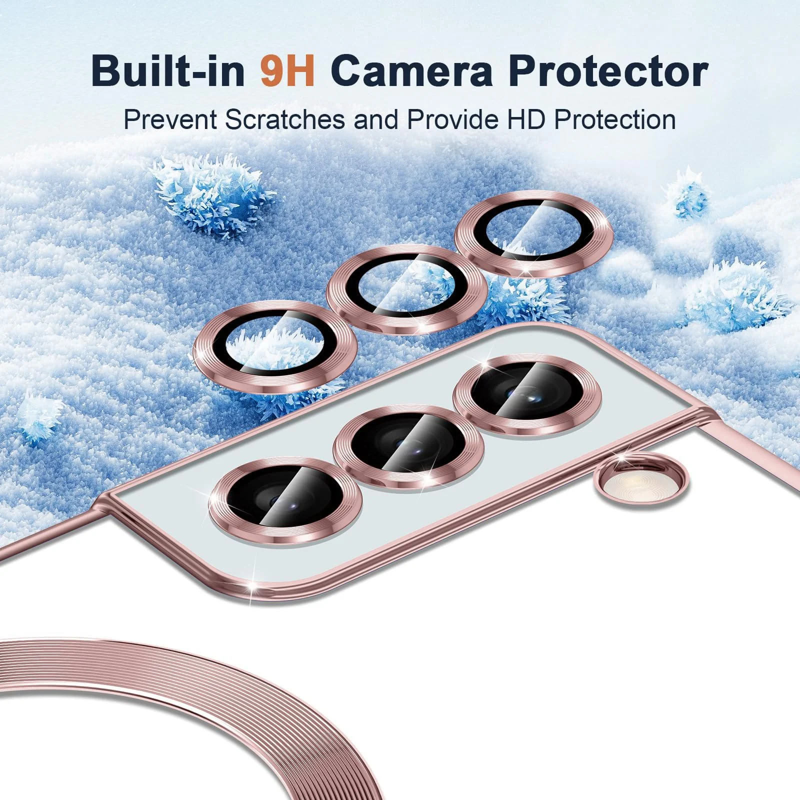 DL3 Mobilak Clear MagSafe-Compatible TPU Case and Camera Lens Protector for Samsung Galaxy S22 Plus - Pink