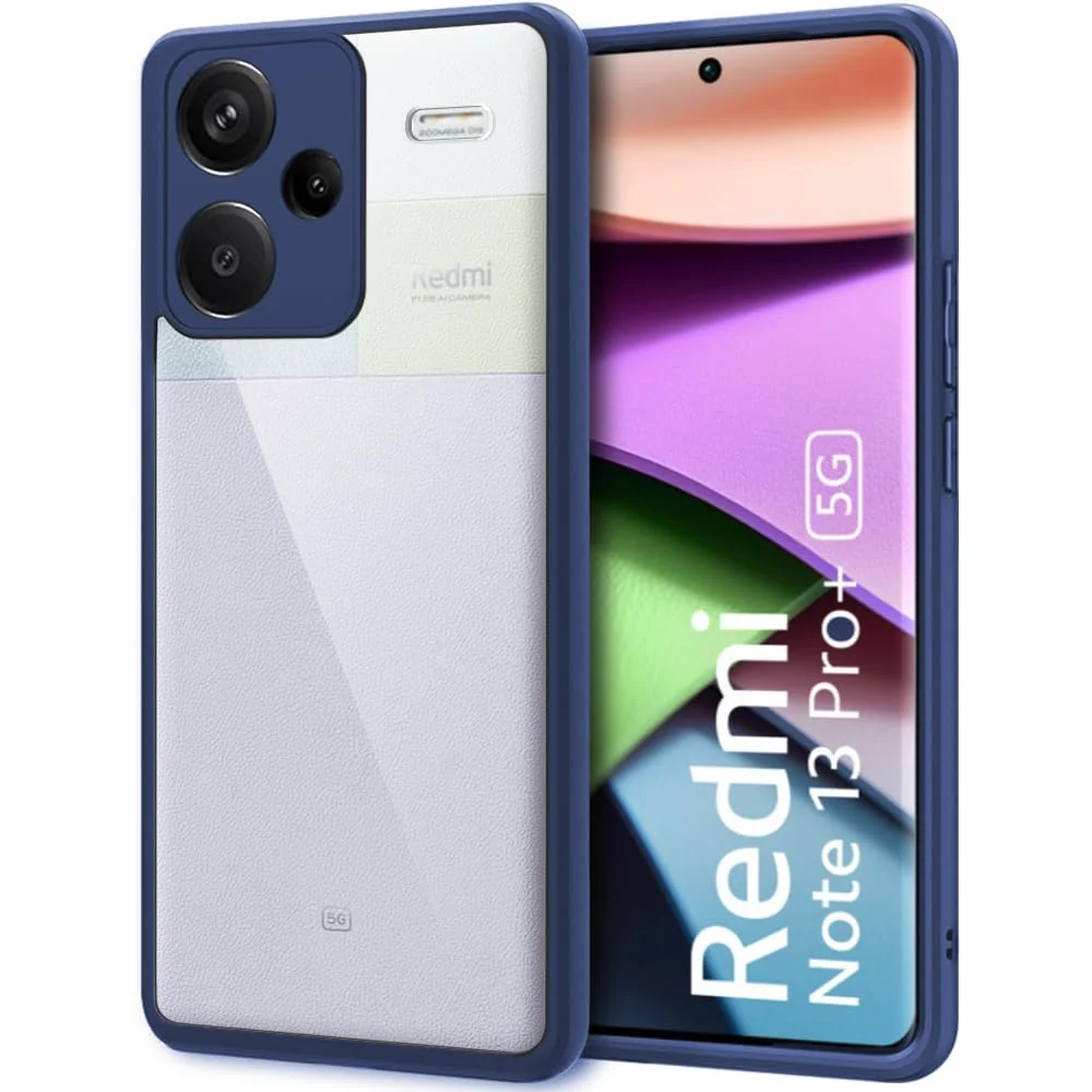 DL3 Mobilak Compatible with Xiaomi Redmi Note 13 Pro+ Plus 5G Case Transparent, Military-Grade Shockproof Anti-Yellowing, Slim Protective Phone Case Full Bumper Cover With Camera Protective - Blue