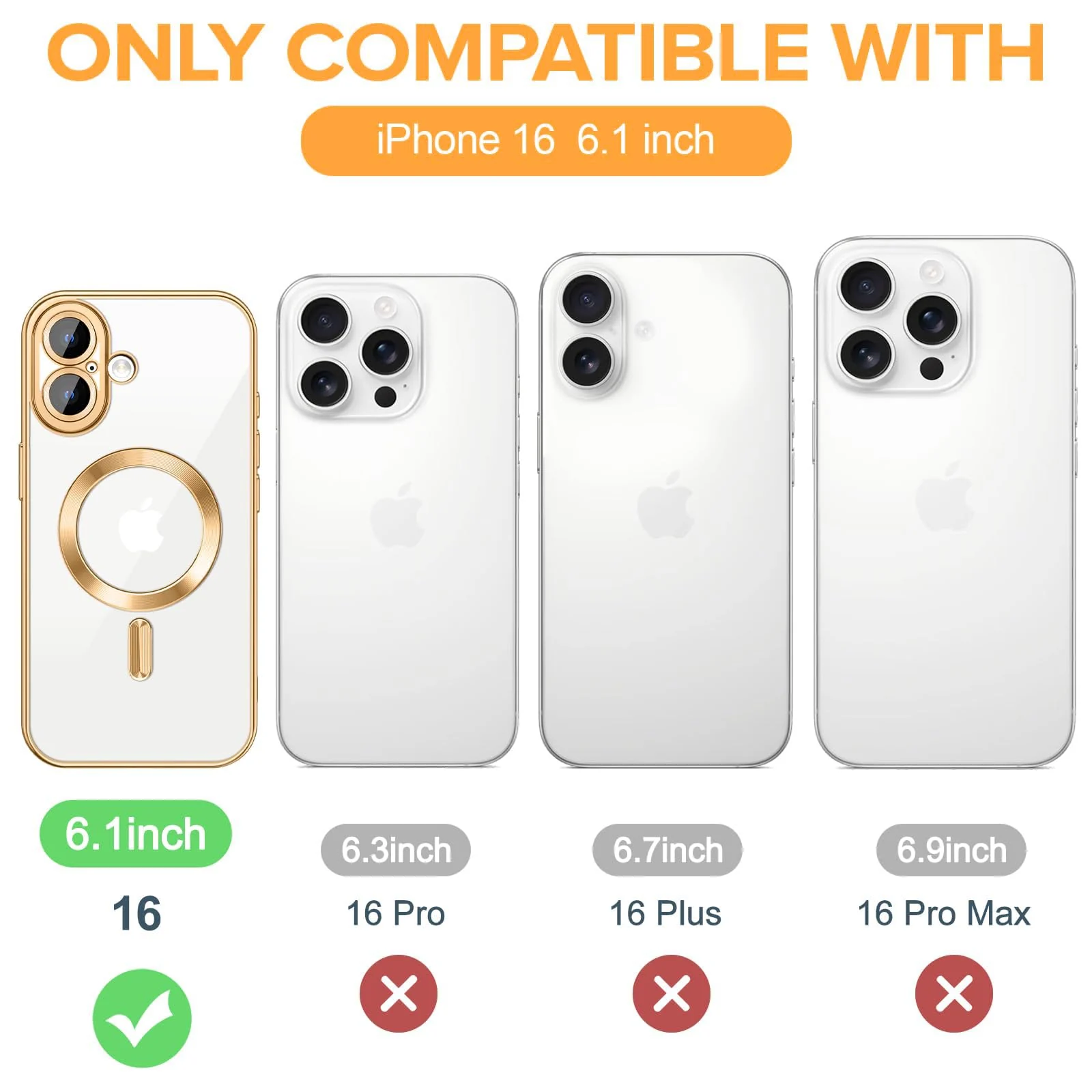 DL3 Mobilak Clear MagSafe-Compatible TPU Case for iPhone 16 6.1 - Gold