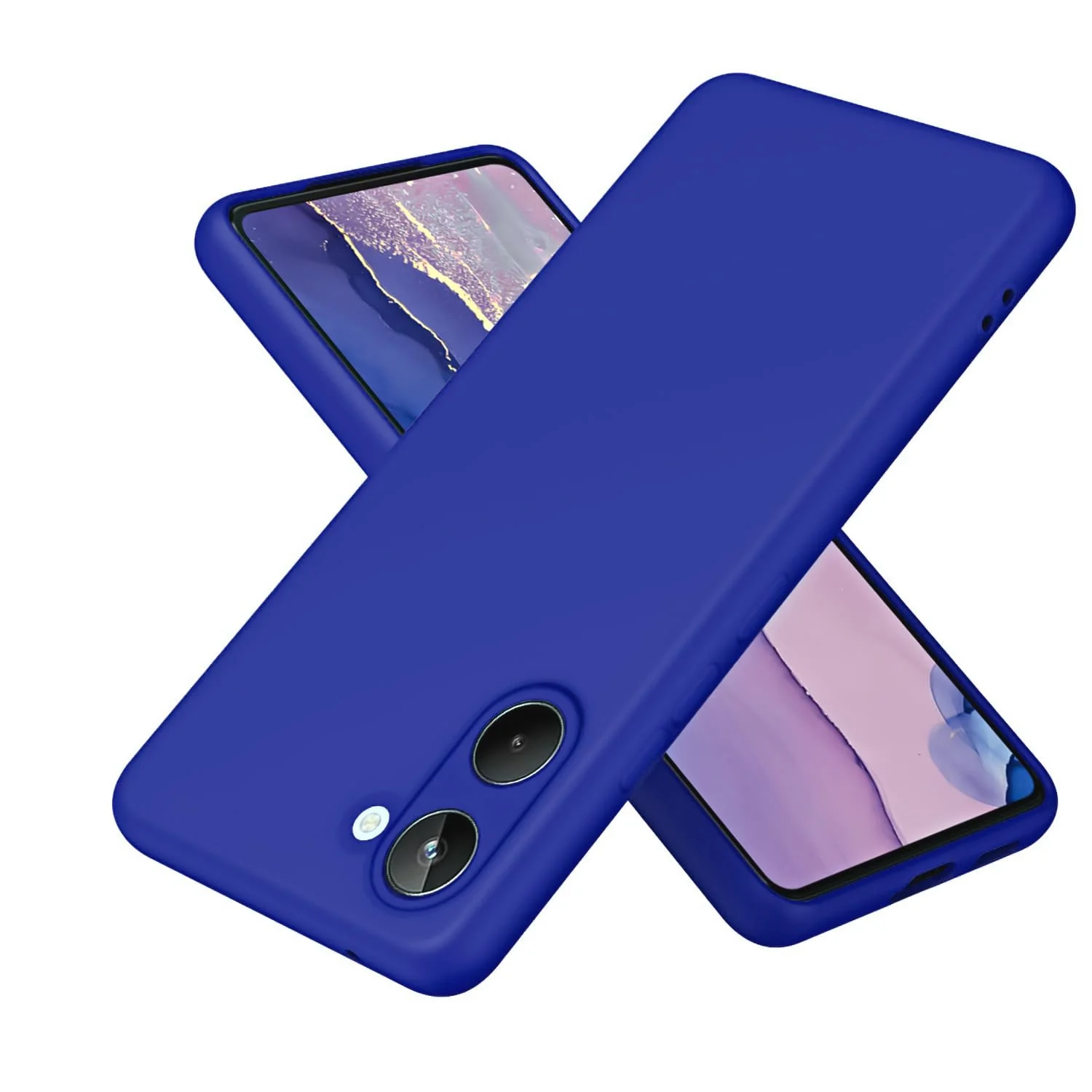 DL3 Mobilak Liquid Silicone Protective Case for realme 10 4G with Microfiber Lining and Shockproof Design - Pepsi