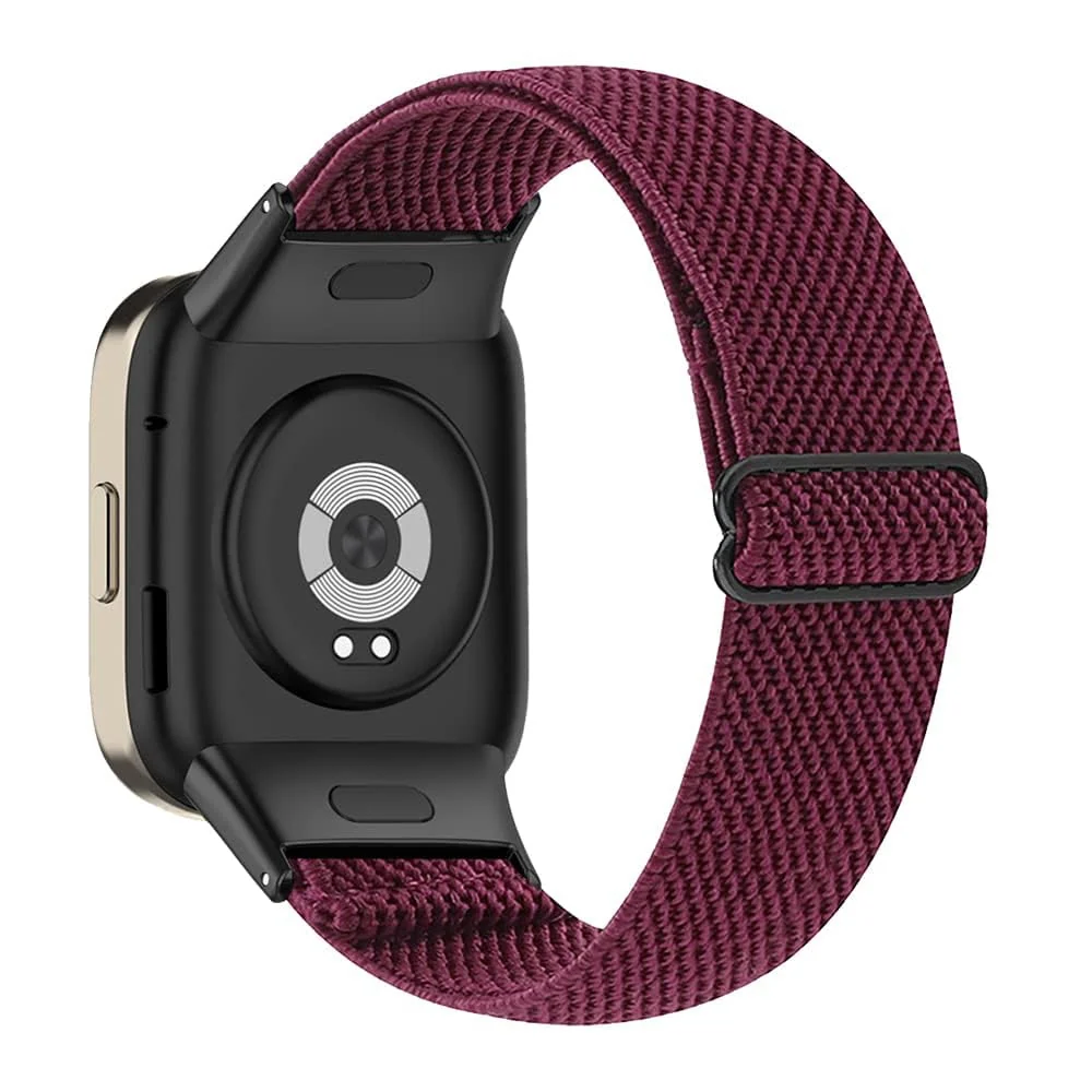 DL3 Mobilak Elastic Straps Compatible with Xiaomi Redmi Watch 3 (Not for Redmi Watch 3 Lite/Active) Men Women, Adjustable Stretchy Bracelets Sport Nylon Replacement Bracelet - Wine Red