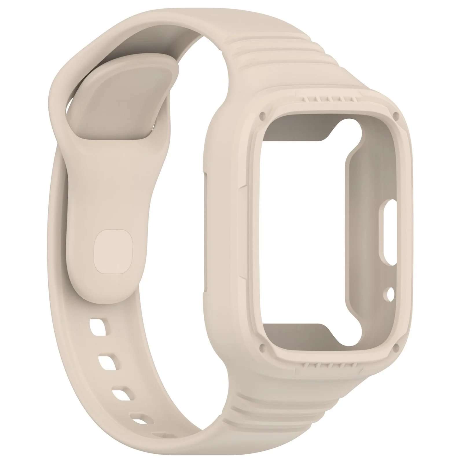 DL3 MOBILAK Silicone Watch Strap with Protective Cover for Xiaomi Redmi Watch 3 Lite / 3 Active, Starlight