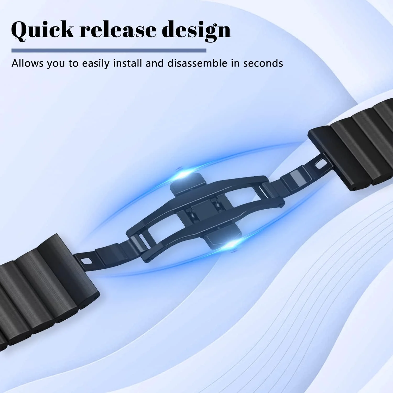DL3 Mobilak Metal Bracelet Compatible with Xiaomi Redmi Watch 5 Active/Redmi Watch 5 Lite, 22mm Stainless Steel Replacement Band with Folding Clasp, Adjustable Replacement Bracelet Wristband - A. Black