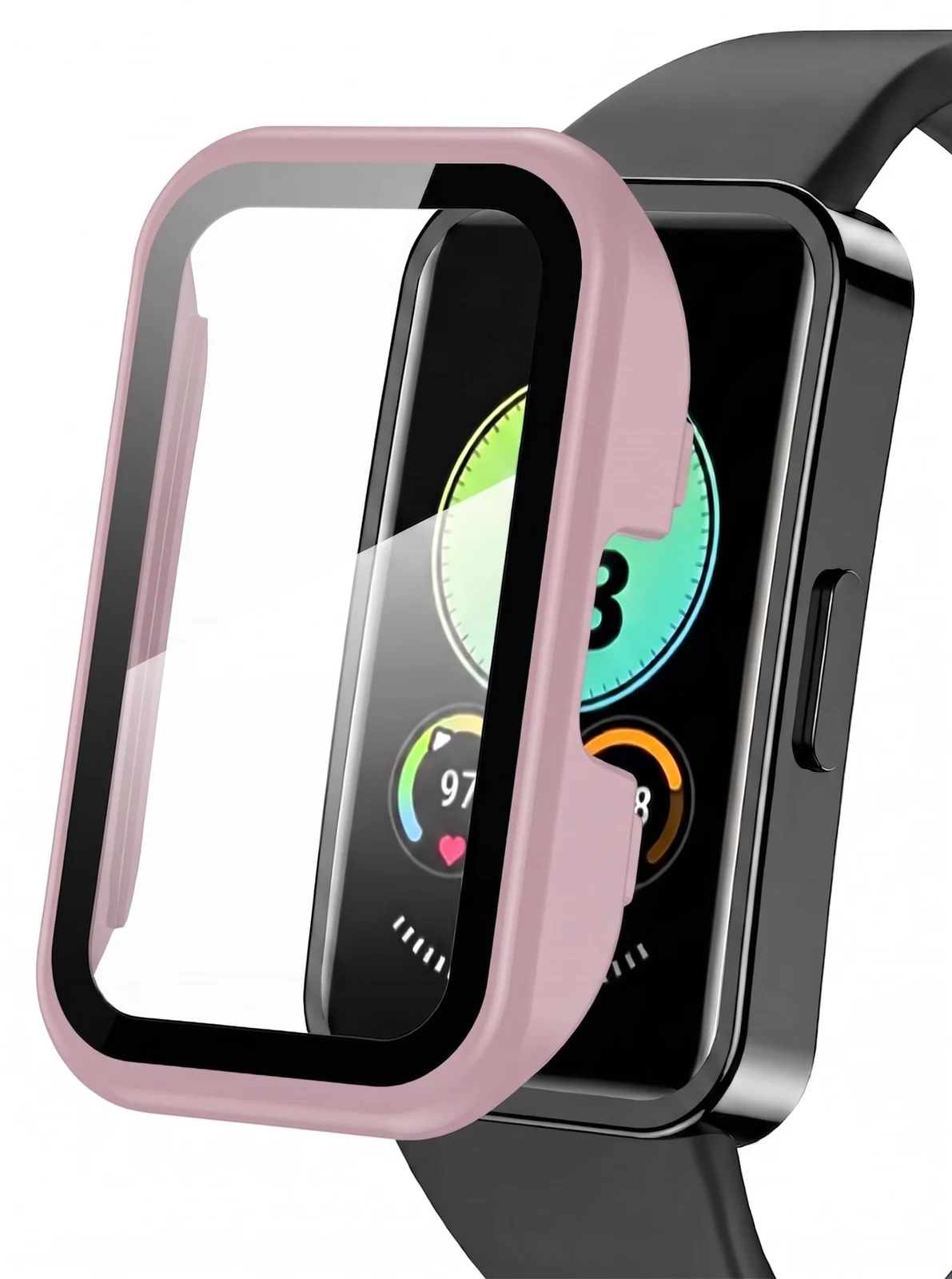 DL3 Mobilak Case with Screen Protector for Huawei Band 10, Bumper Full Coverage Hard PC Overall Protective Cover, Built-in Tempered Glass Film High Sensitivity For Huawei Band 10