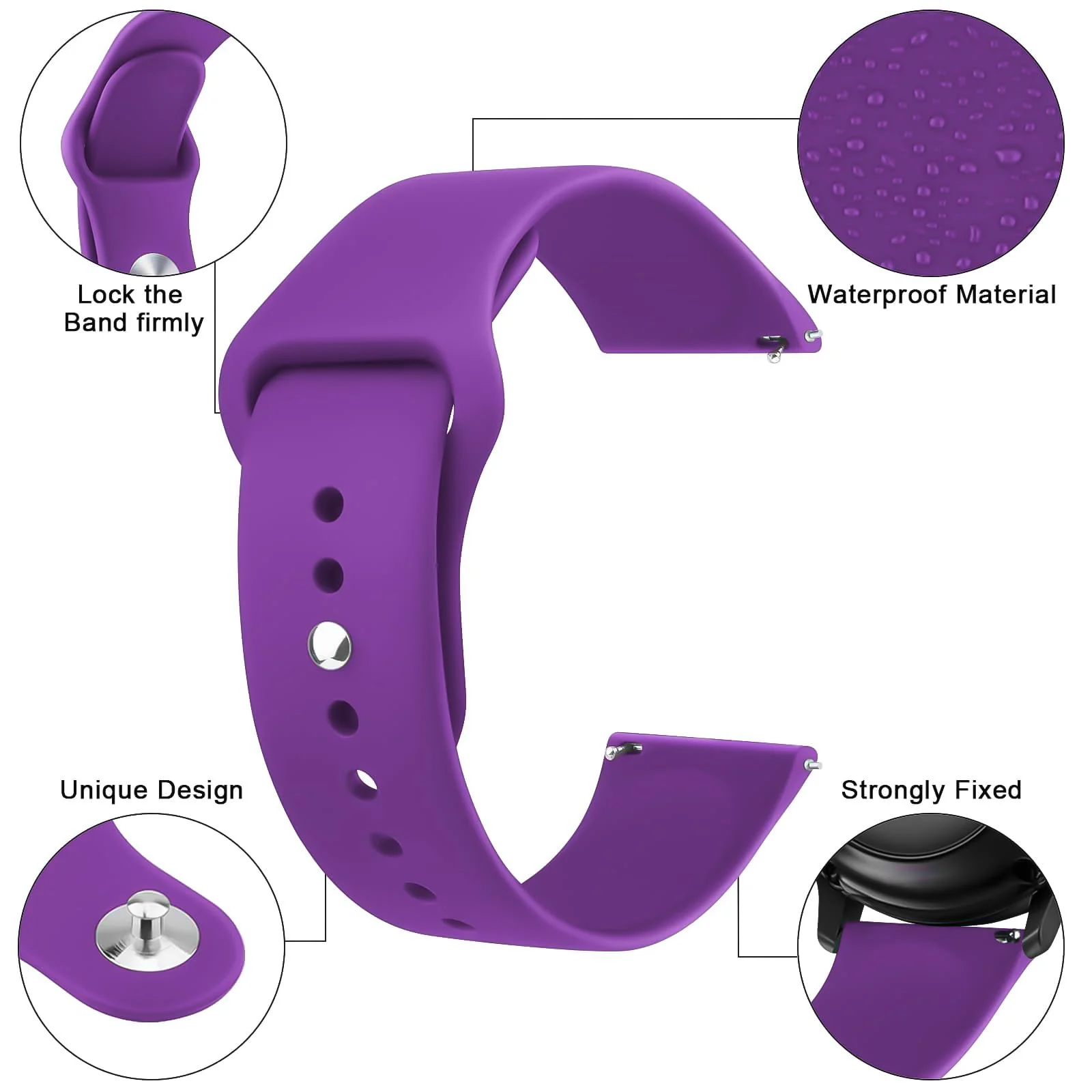 DL3 Mobilak Straps Compatible with Xiaomi Redmi Watch 5 Active/Redmi Watch 5 Lite Bracelets for Men Women, 22mm Soft Silicone Strap, Waterproof Adjustable Band Sports Replacement - Purple