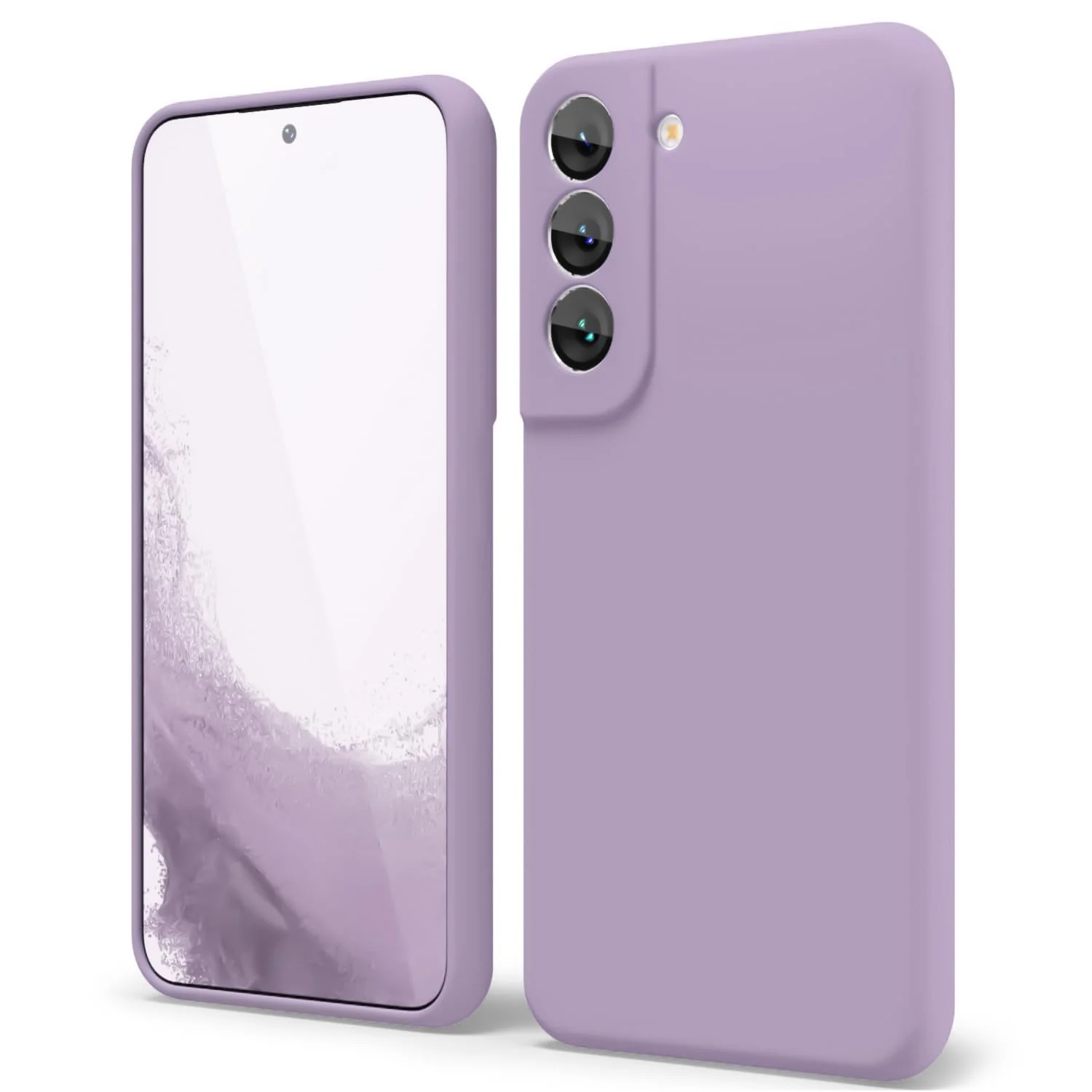 DL3 Mobilak Liquid Silicone Protective Case with Soft Microfiber Lining with Full Camera Protection for Samsung Galaxy S22 5G - Lavender