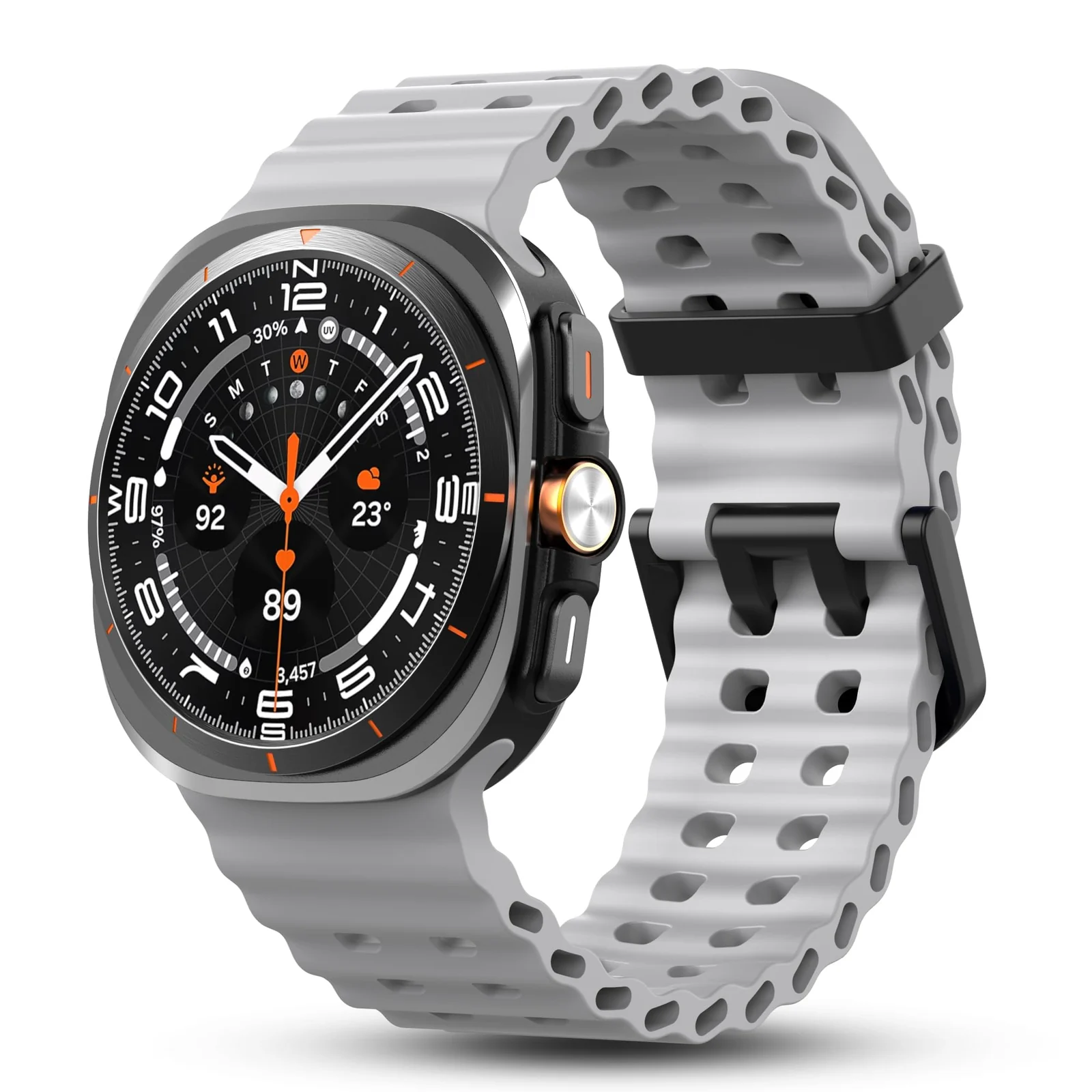DL3 Mobilak Sport Band Compatible with Samsung Galaxy Watch Ultra Band 47mm Women Men, Breathable Soft Silicone Waterproof Watch Strap Accessories for Samsung Watch 7 Ultra Bands - Gray