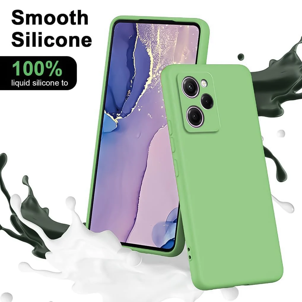 DL3 Mobilak Silicone Protective Case for POCO X5 Pro 5G, Shock-absorbing protection, Scratch-resistant surface, Soft microfiber lining - Light Green