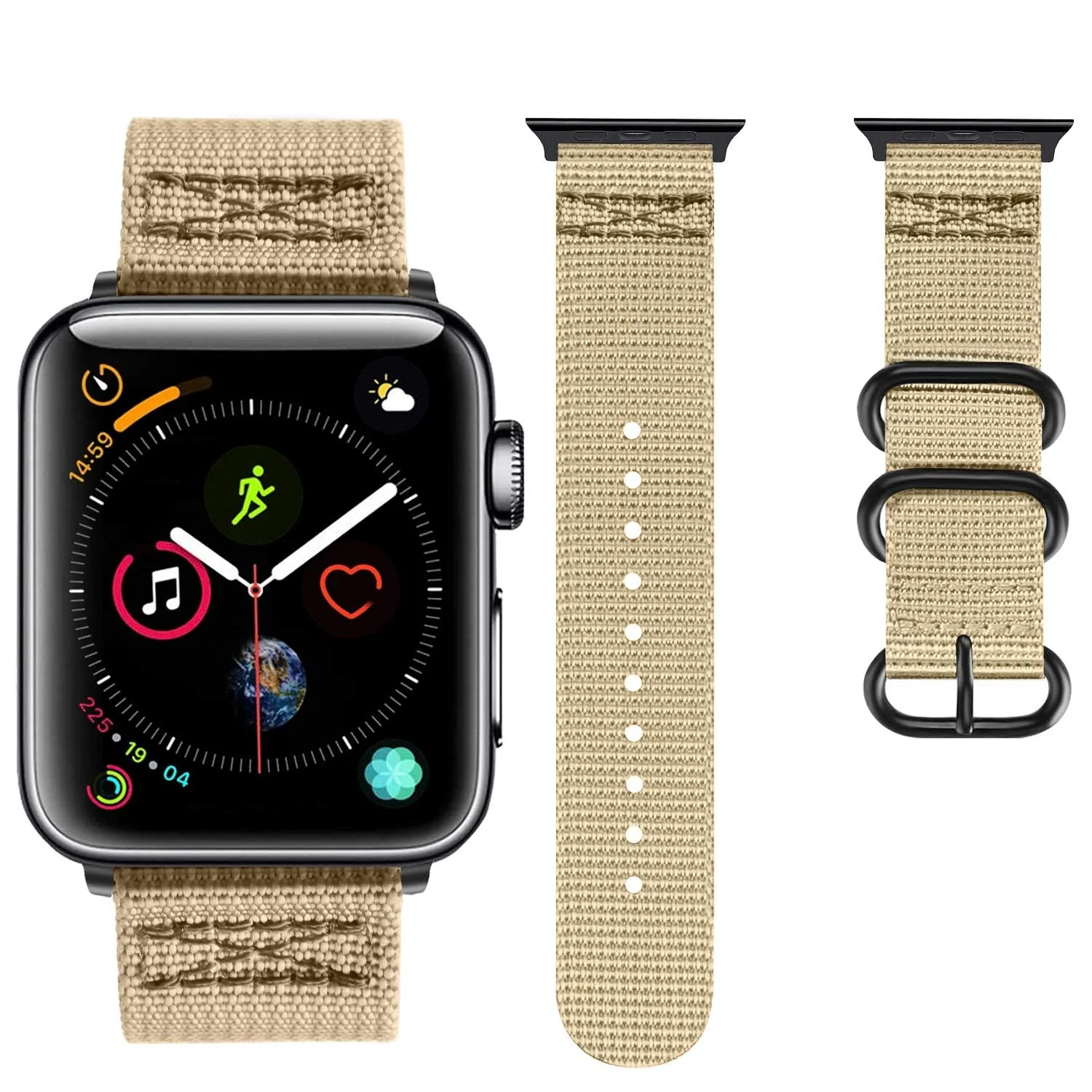 DL3 Mobilak Nylon Solo Loop Stretchy Straps For Apple Watch Band 49mm 45mm 44mm 42mm 41mm 40mm 38mm, Elastic Wristbands for iwatch Series 8 Ultra 7 6 5 4 3 2 1 Se (B. Khaki, 38MM/40MM/41MM) - B.Khaki