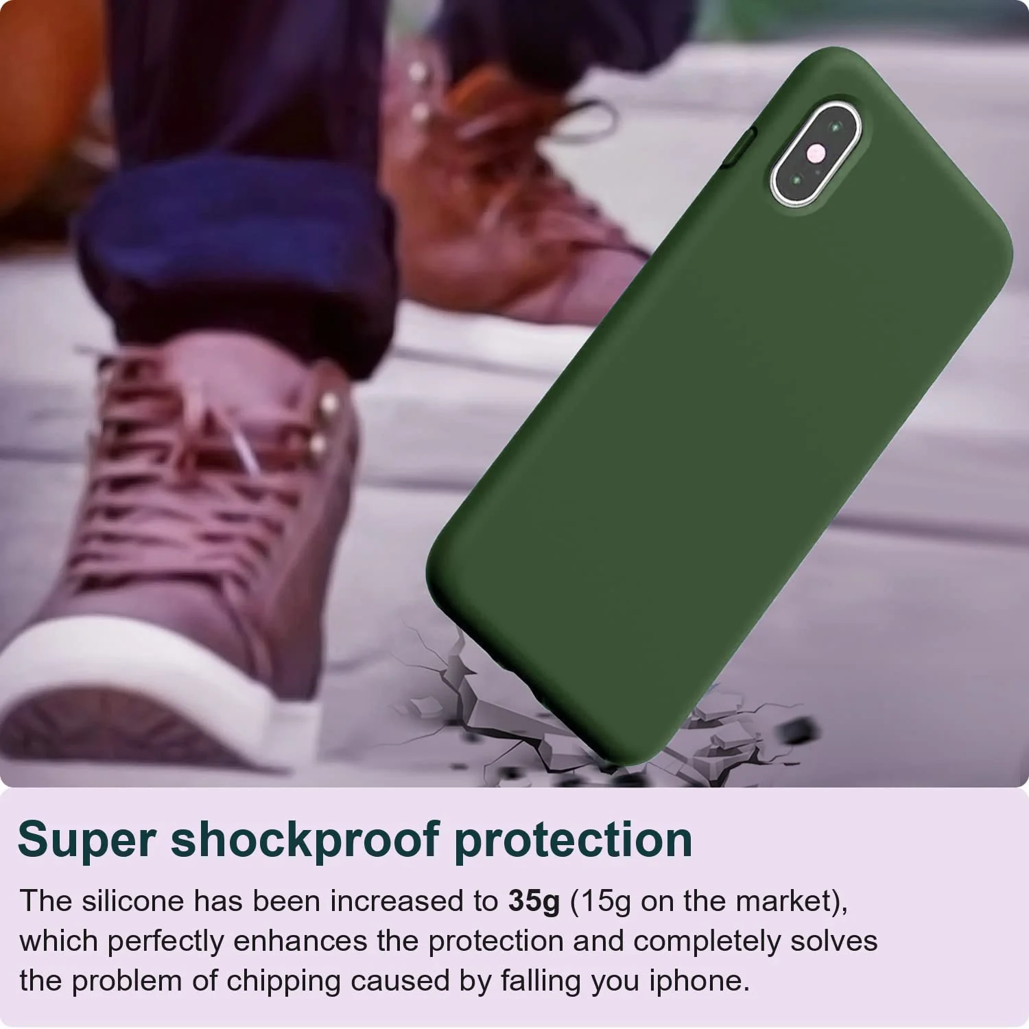 DL3 Mobilak Liquid Silicone Protective Case with Soft Microfiber Lining for iPhone XS Max - Clover