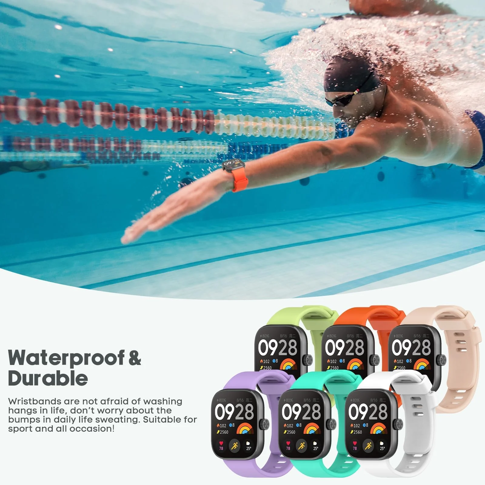 DL3 Mobilak Bracelet Compatible with Redmi Watch 5/Redmi Watch 4/Xiaomi Smart Band 9 Pro/Xiaomi Smart Band 8 Pro, Soft TPU Replacement Strap Sports, Strap for Men and Women - Pink
