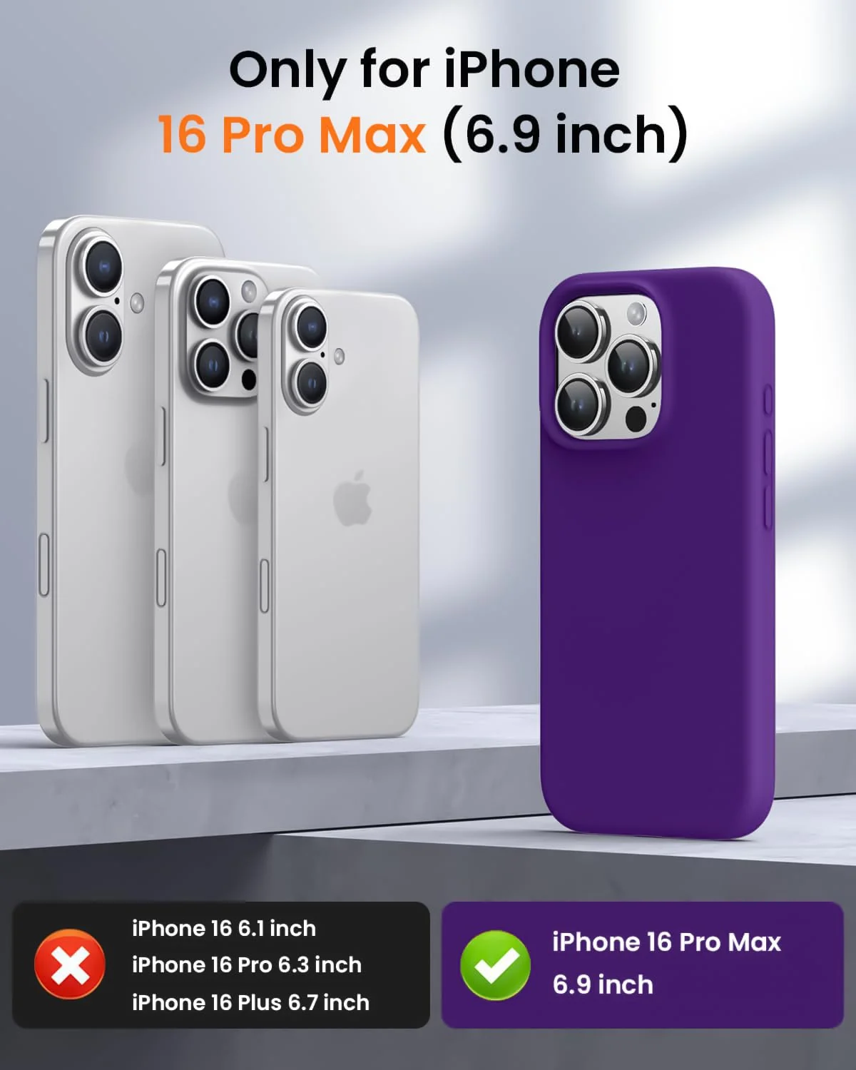 DL3 Mobilak Liquid Silicone Protective Case with Soft Microfiber Lining for iPhone 16 Pro Max - Purple