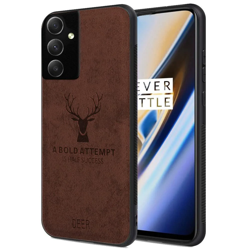 Dl3 Mobilak Case For Samsung Galaxy A04s / A13 4G /A13 5G Luxury Soft Texture Deer Patterned TPU Leather Protective, Dirt-Resistant, Anti-Shock, Anti-Fingerprint, Cover Full Body Protective (Black)