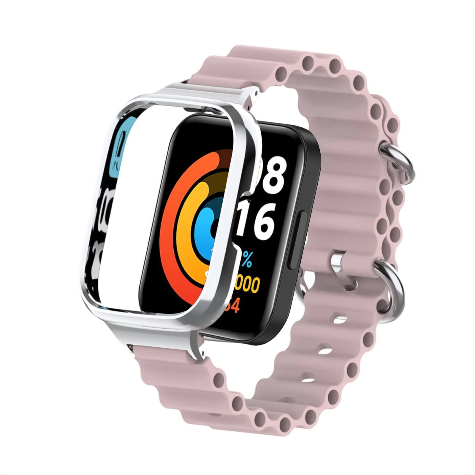 DL3 Mobilak Ocean Strap Compatible with Xiaomi Redmi Watch 2 Lite/Poco Watch/Horloge 2, Adjustable Silicone Strap with Metal Buckle, Band With Frame Metal Women Men Replacement Strap - Kashmir