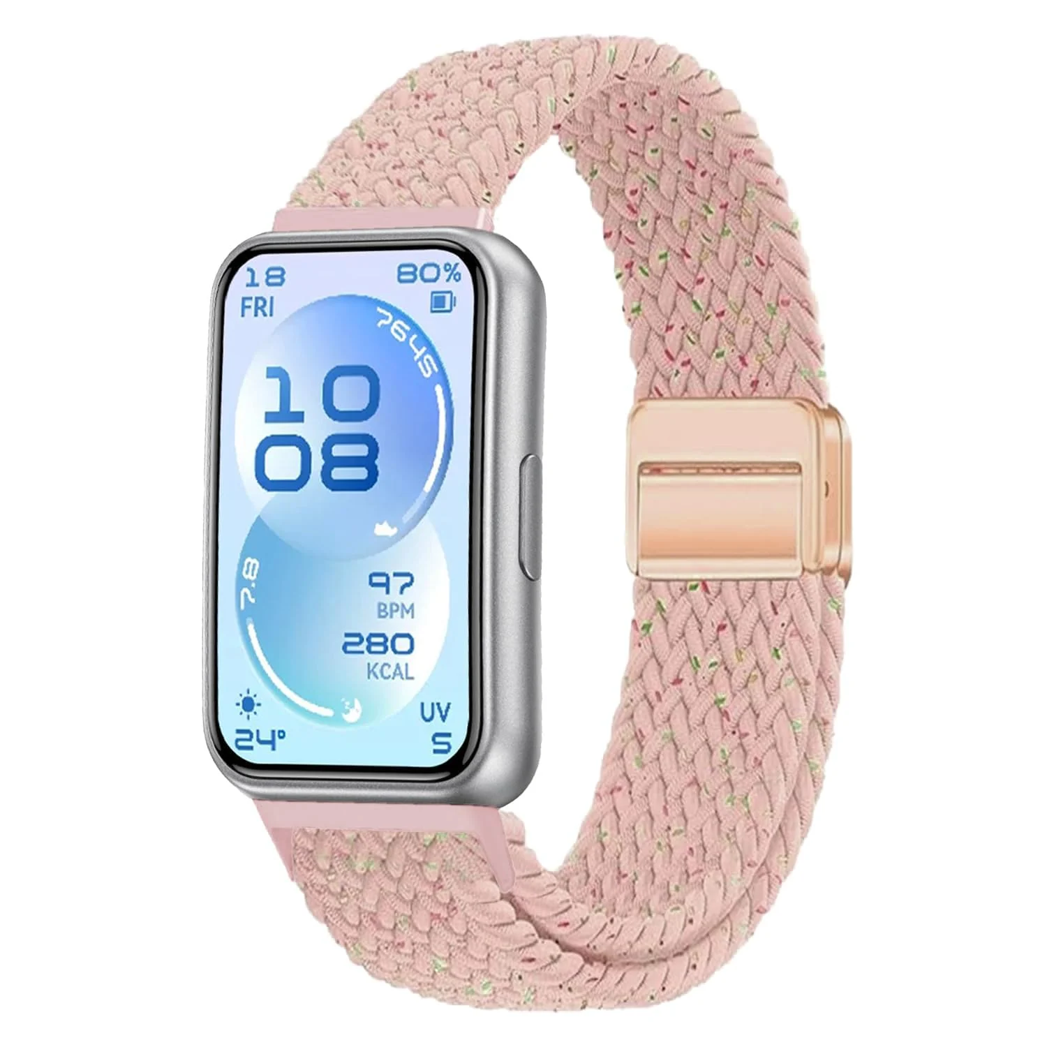 DL3 MOBILAK Braided Elastic Nylon Magnetic Watch Strap for Huawei Band 11 / Band 11 Pro, Cherry