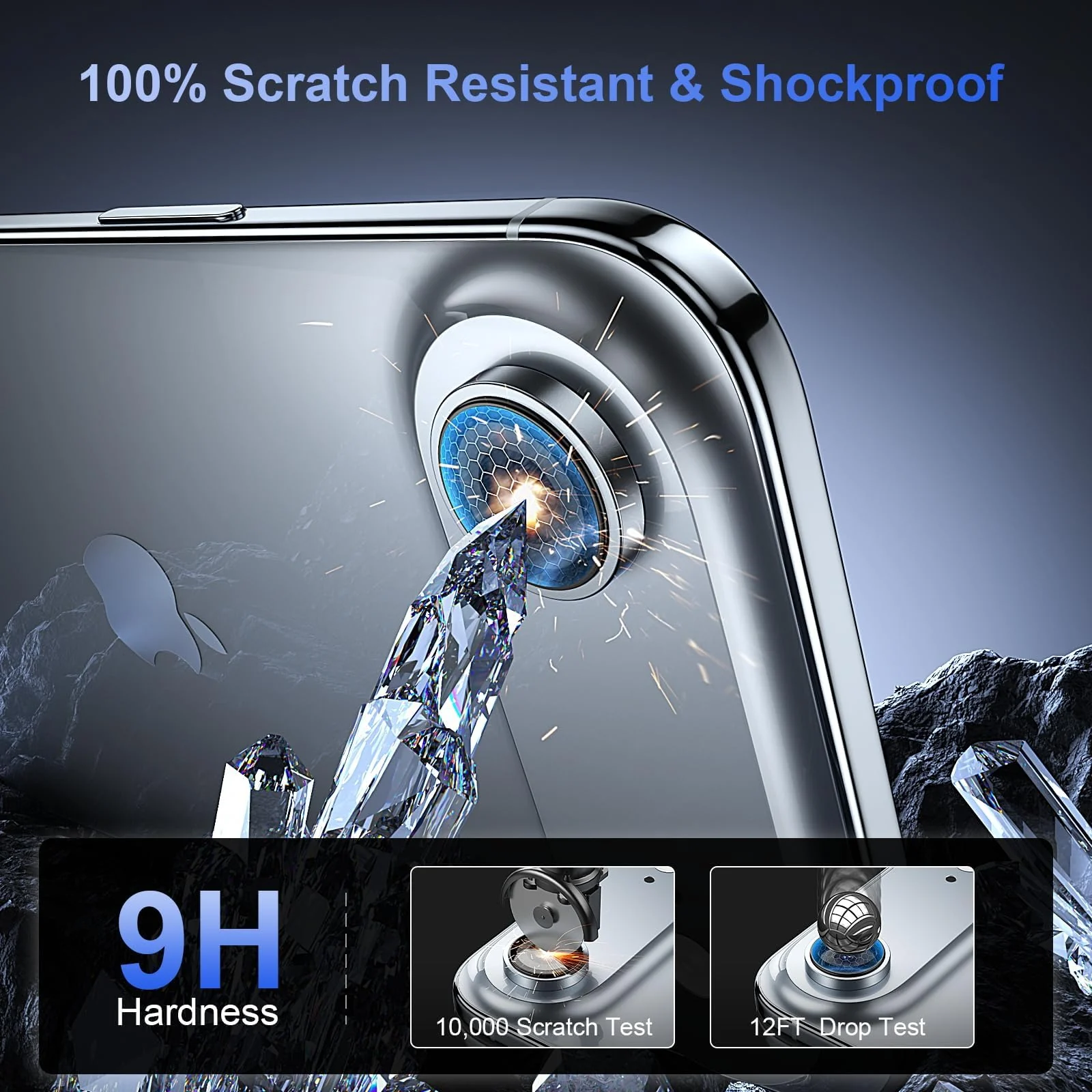DL3 Mobilak Camera Lens Protector for iPhone Air / 17 Air 6.5-Inch Accessories, 9H Tempered Glass Metal Individual Ring Camera Cover Screen Protector, Case Friendly, Anti Scratch - Blue