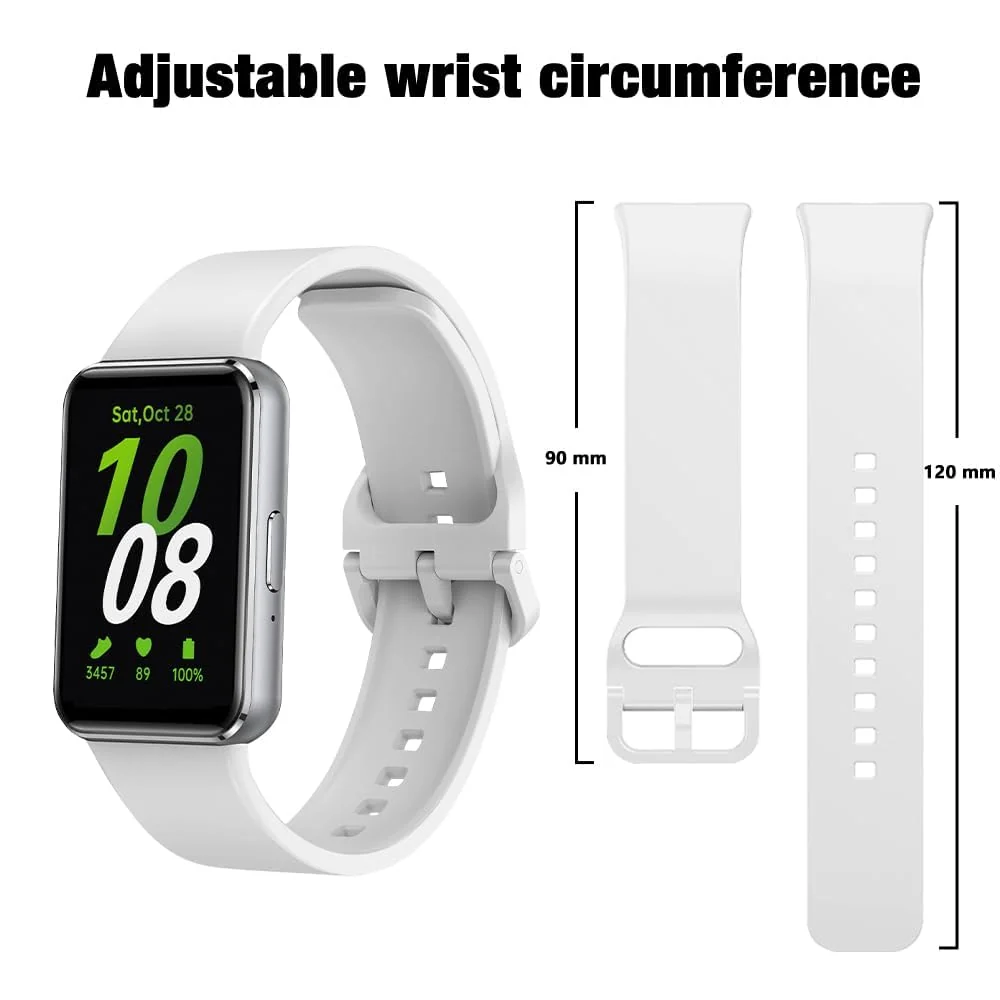 DL3 Mobilak Compatible with Samsung Galaxy Fit 3 Band, Adjustable Length Wristband Bracelet Soft Silicone Accessory Replacement Strap for Samsung Galaxy Fit 3 for Women Men - White