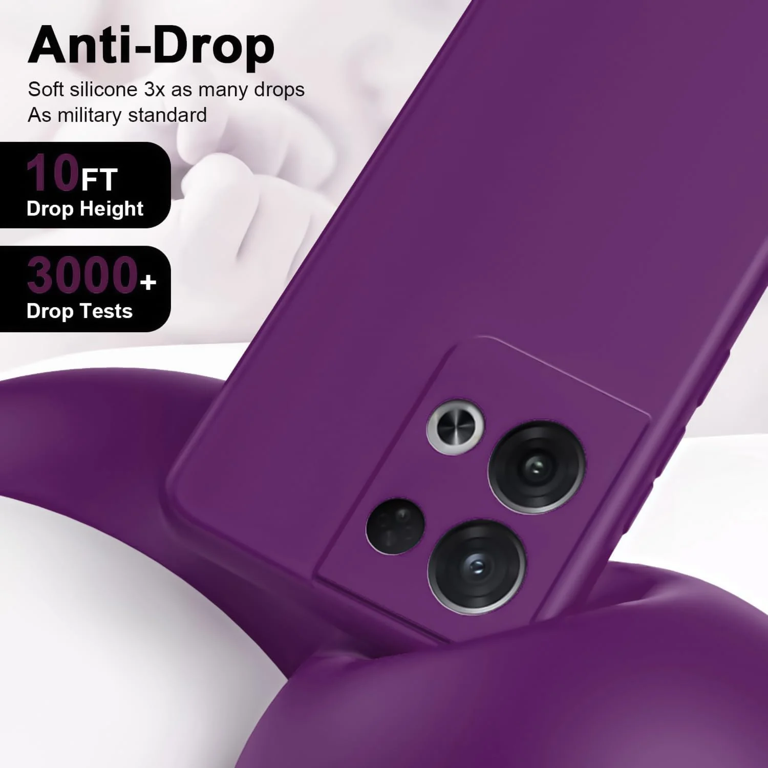 DL3 Mobilak Liquid Silicone Case for OPPO Reno 8 5G, Shock-absorbing protection, Scratch-resistant surface, Soft microfiber lining - Violet