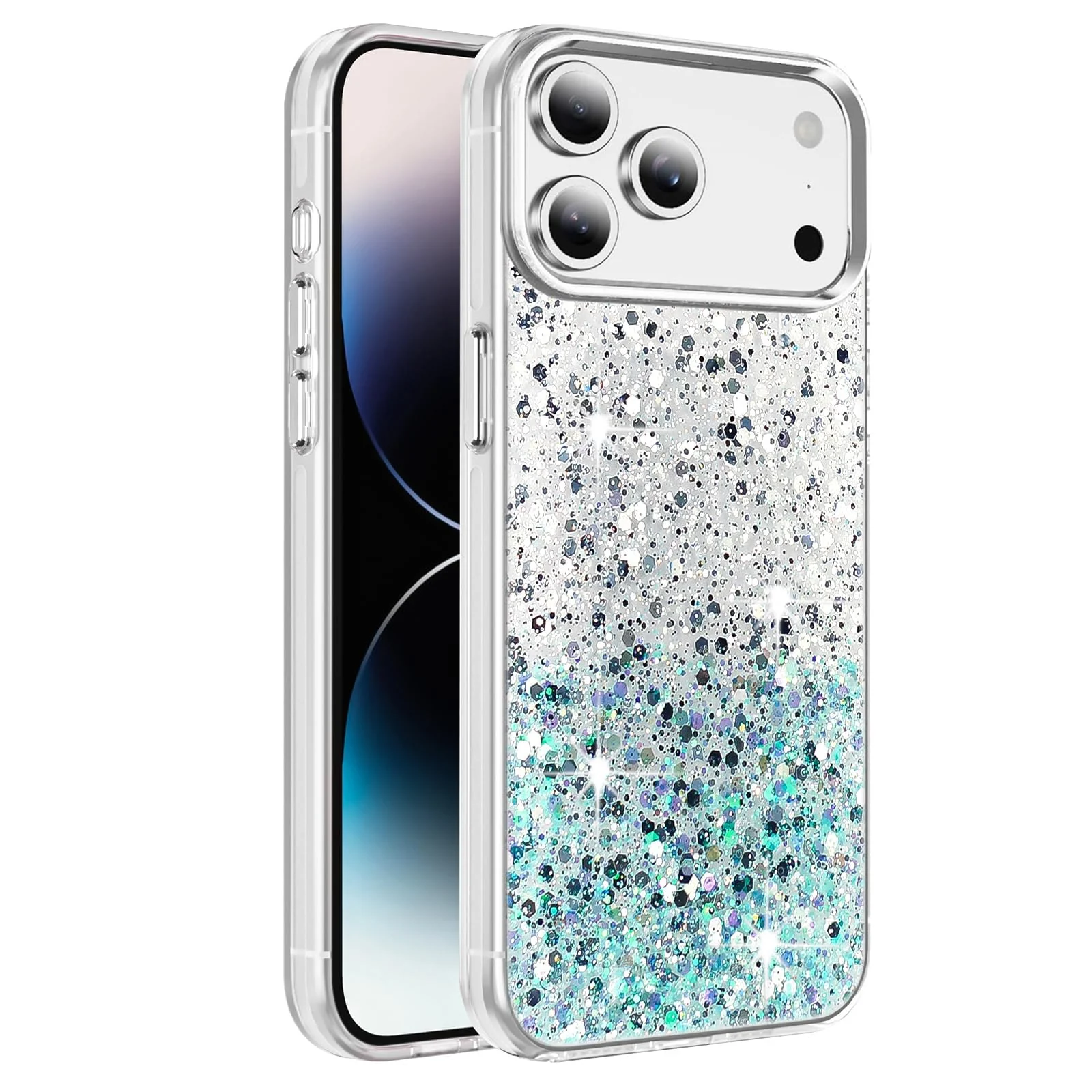 iPhone 17 Pro Max 6.9-Inch — DL3 Mobilak Glitter Protective Case for iPhone 17 Pro Max 6.9-Inch, Supports wireless charging, Camera protection, Shock-absorbing protection
