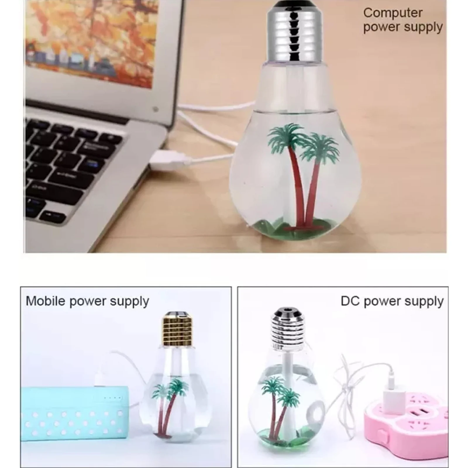Mobigon Wood Cool Mist Ultrasonic Humidifier for Room Moisture, Aroma Diffuser for Home, 400ml Essential Oil Diffuser with 7 Colorful Night Light, Auto Shut-Off, Home, Office - Style 1