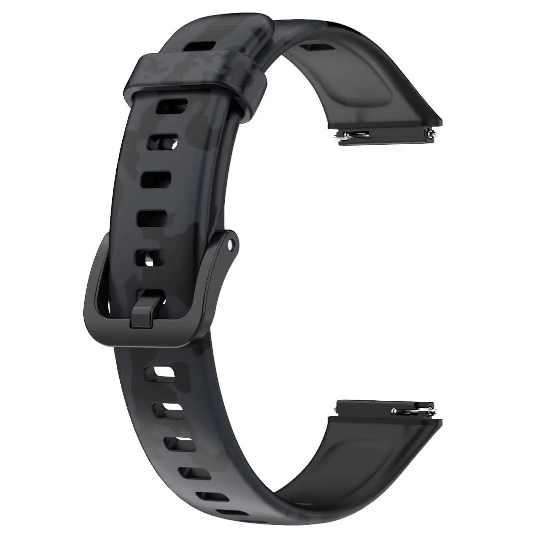 DL3 Mobilak Silicone Strap for Huawei Watch Fit, Soft Band Ultra-Light Waterproof Durable Adjustable Replacement Wristband - Camouflage Grey