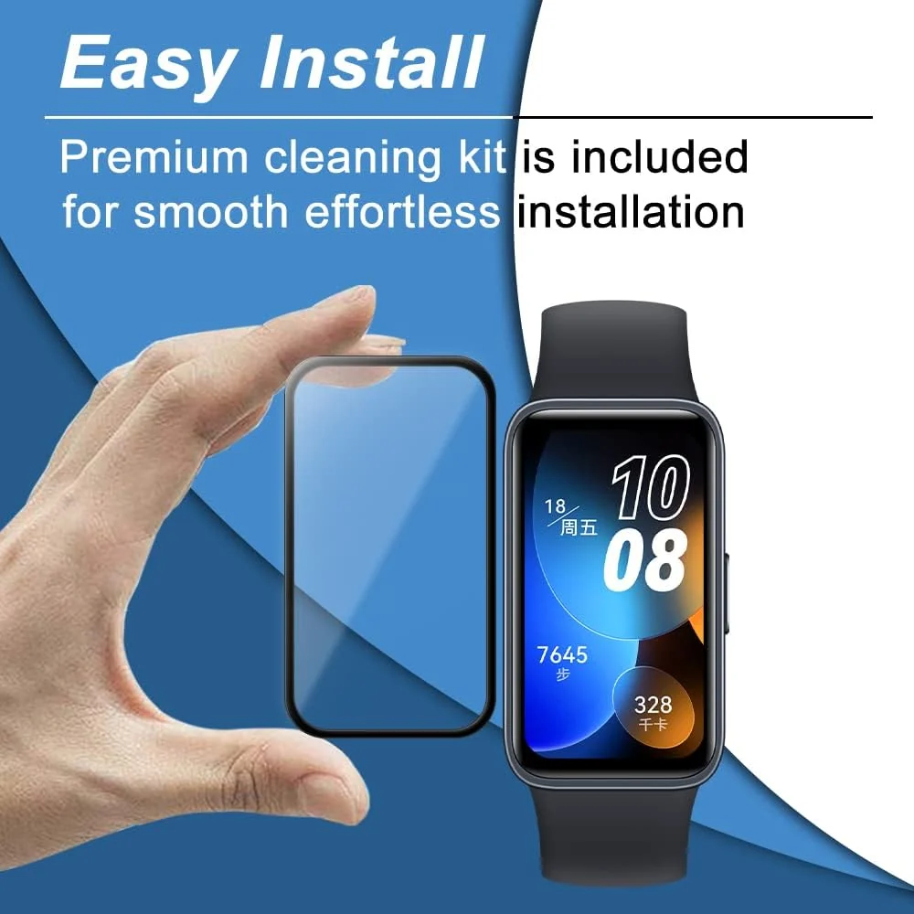 DL3 Mobilak Screen Protector For Huawei Band 8/Huawei Band 9, 3D Curved Soft Edge Protective Film [Anti-Scratch] [Bubble Free] [Ultra Shatterproof] [High Sensitive] (Not Glass) - Black