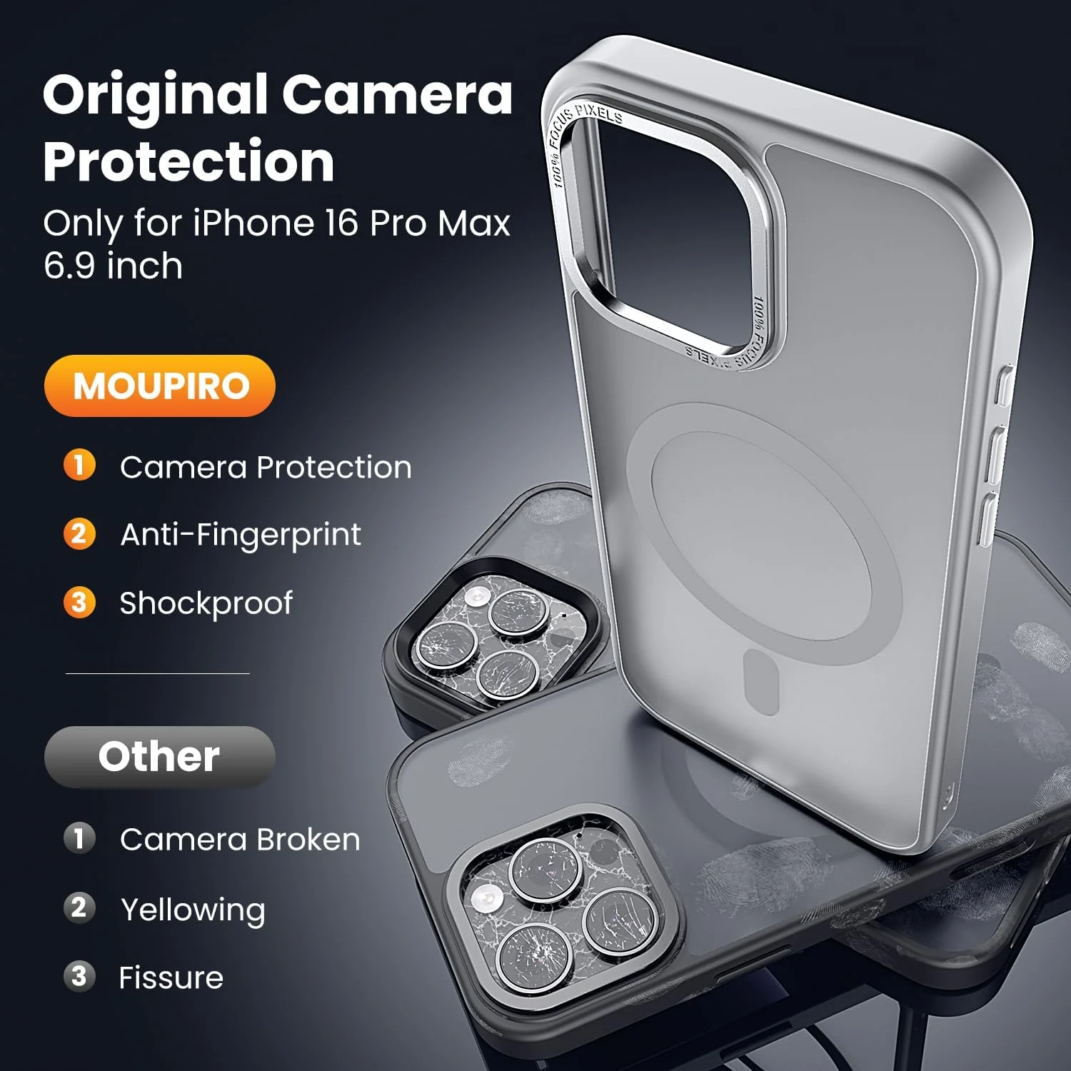 DL3 Mobilak Wallet Case with Card Slot for iPhone 16 Pro Max 6.9-Inch with Ring Holder and Magnetic Car-Mount Support - Gray