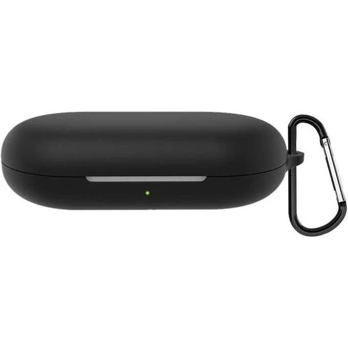 DL3 Mobilak Compatible with Anker SoundCore V20i Case Cover, Soft Silicone Shockproof Protective Case Wireless Earbuds with Carabiner, Front LED Visible - Black