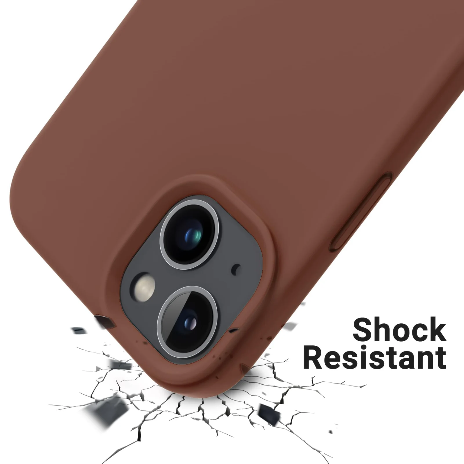 DL3 Mobilak Compatible with iPhone 14 (6.1 Inch) Case, Liquid Silicone Case, Full Body Protective Cover, Shockproof, Slim Phone Case, Anti-Scratch Soft Microfiber Lining - Brown