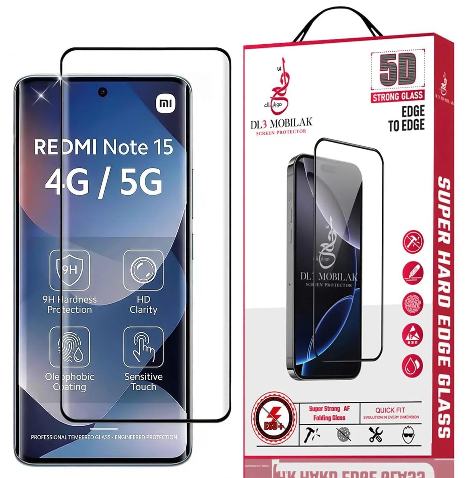 DL3 Mobilak Screen Protector for Xiaomi Redmi Note 15 4G / 5G, Tempered Glass Screen Saver Premium HD Protective, Scratch Resistant, NO-Bubble, 9H Hardness, Full Coverage Film - Clear