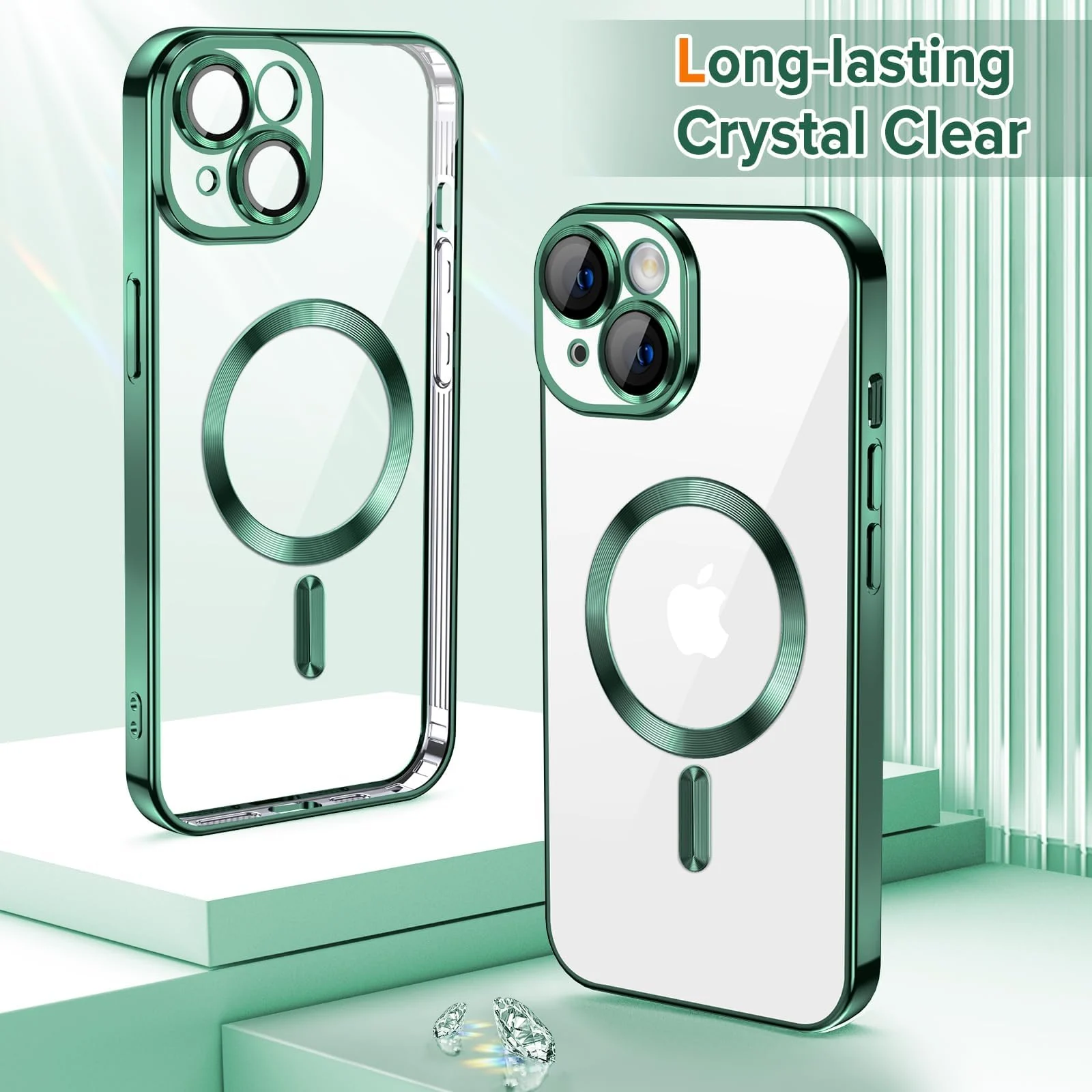 DL3 Mobilak Clear MagSafe-Compatible Magnetic Case for iPhone 13 (6.1 Inch) with Camera Protection - Green