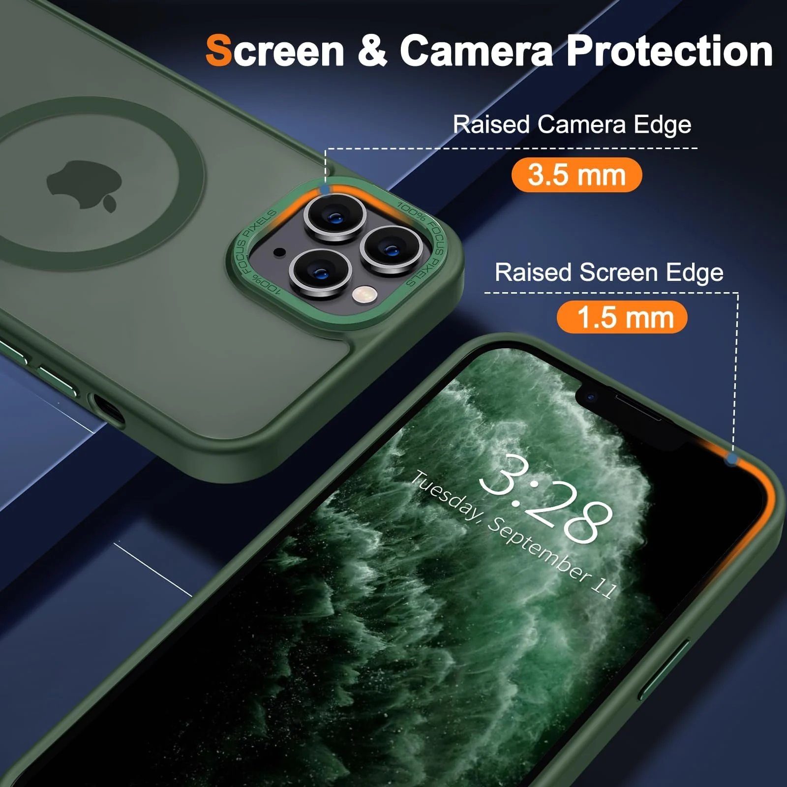 DL3 Mobilak Case for iPhone 11 Pro 5.8-Inch Magnetic Translucent Matte Phone Cases [Compatible with MagSafe] Thin Slim Fit Shockproof Hard Protective Cover for Men Girls - Green