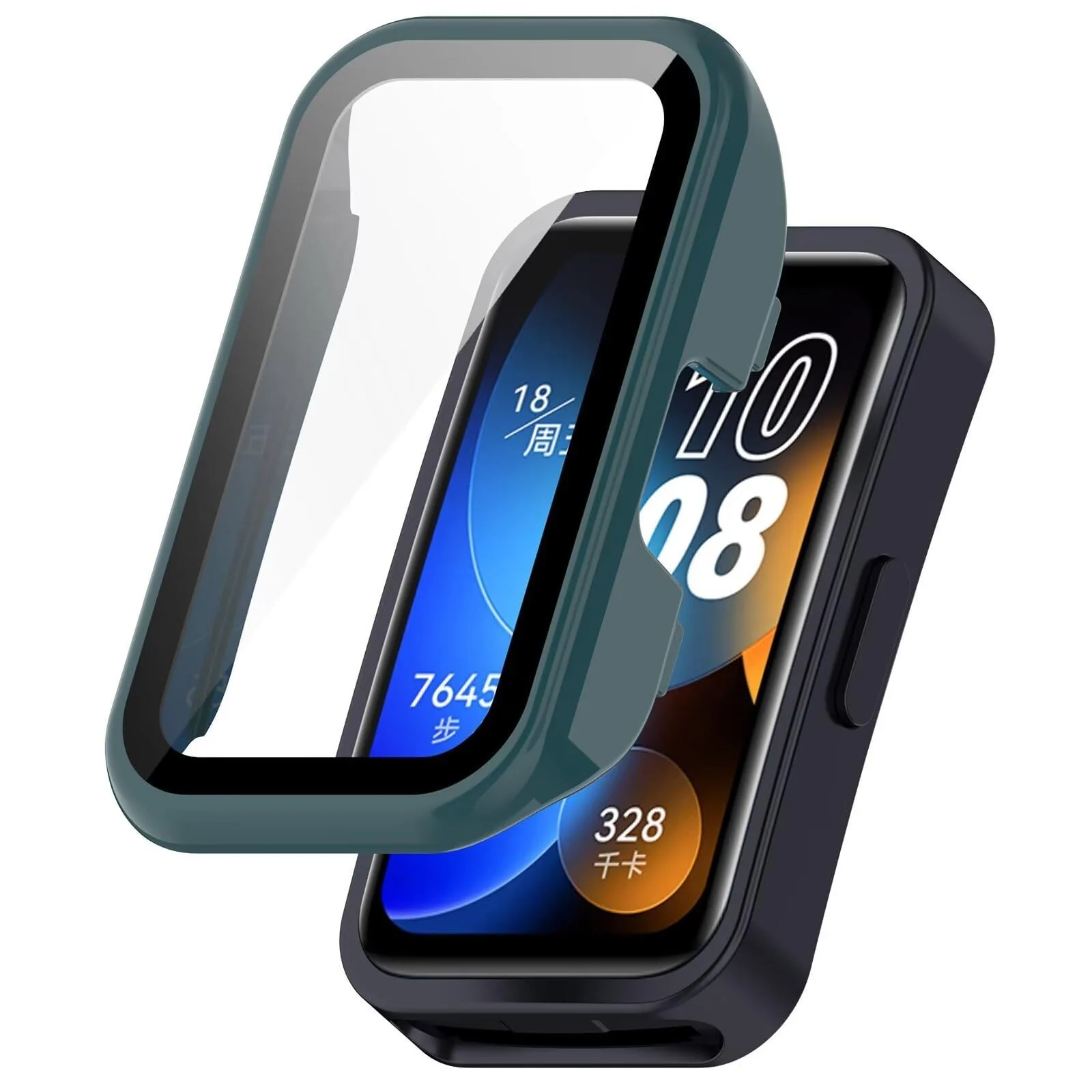 DL3 MOBILAK Full-Coverage Watch Case with Tempered Glass for Huawei Band 8 / Band 9, Green