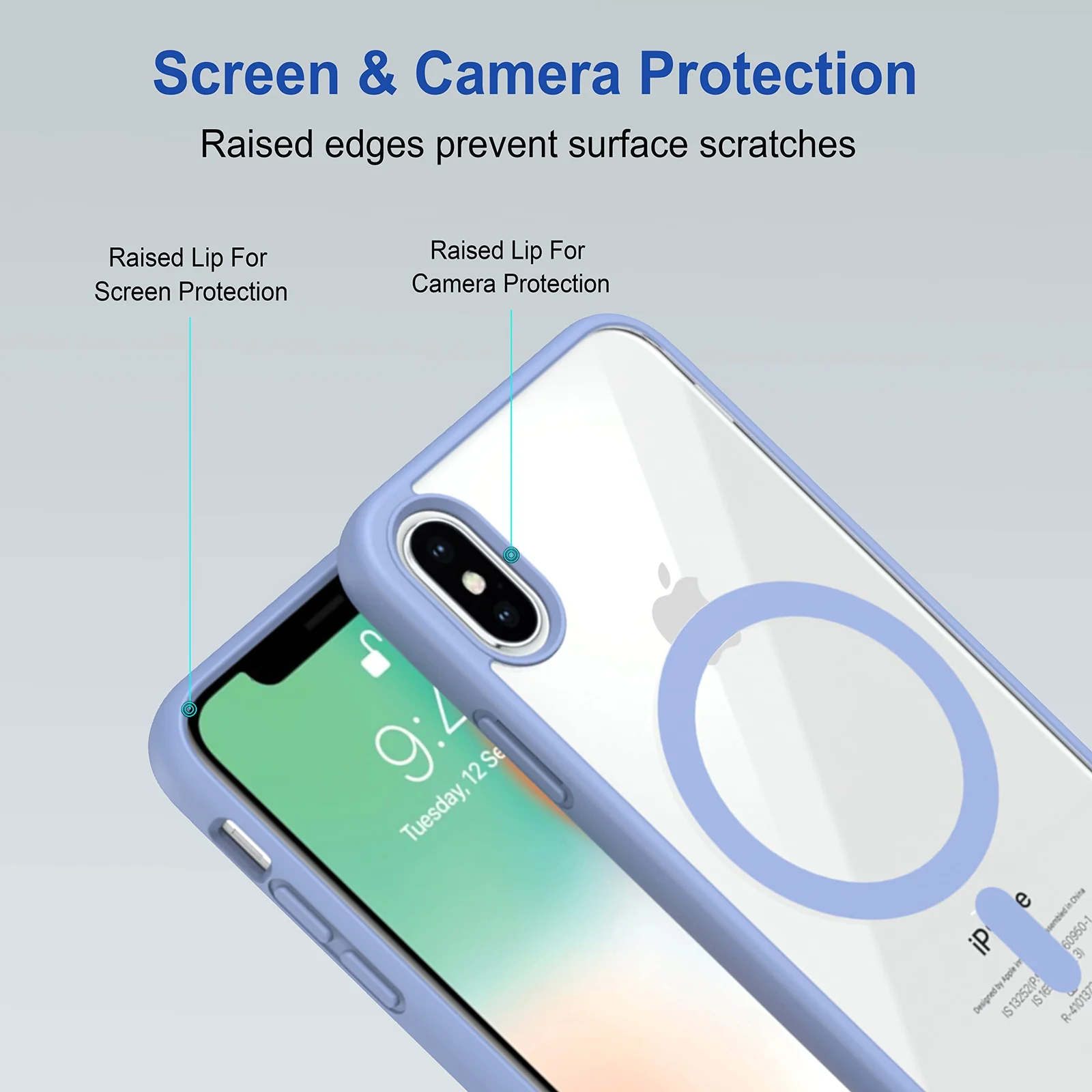 DL3 Mobilak MagSafe-Compatible Clear Magnetic Case for iPhone X / iPhone XS - Sierra Blue