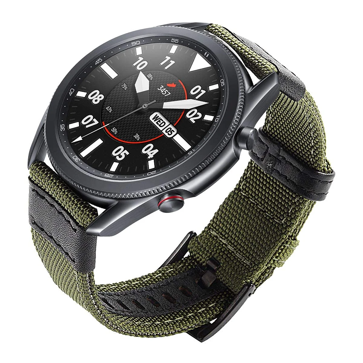 DL3 Mobilak Nylon Sports Bands With Leather 20MM Strap for Samsung Gear Sport, Watch 6, 4, 5, 5 Pro, S2 Classic, Active 2 40mm 44mm, Amazfit GTS 3, 4, 4 Mini, Bip 3 Pro, GTS2, Bp U - Green