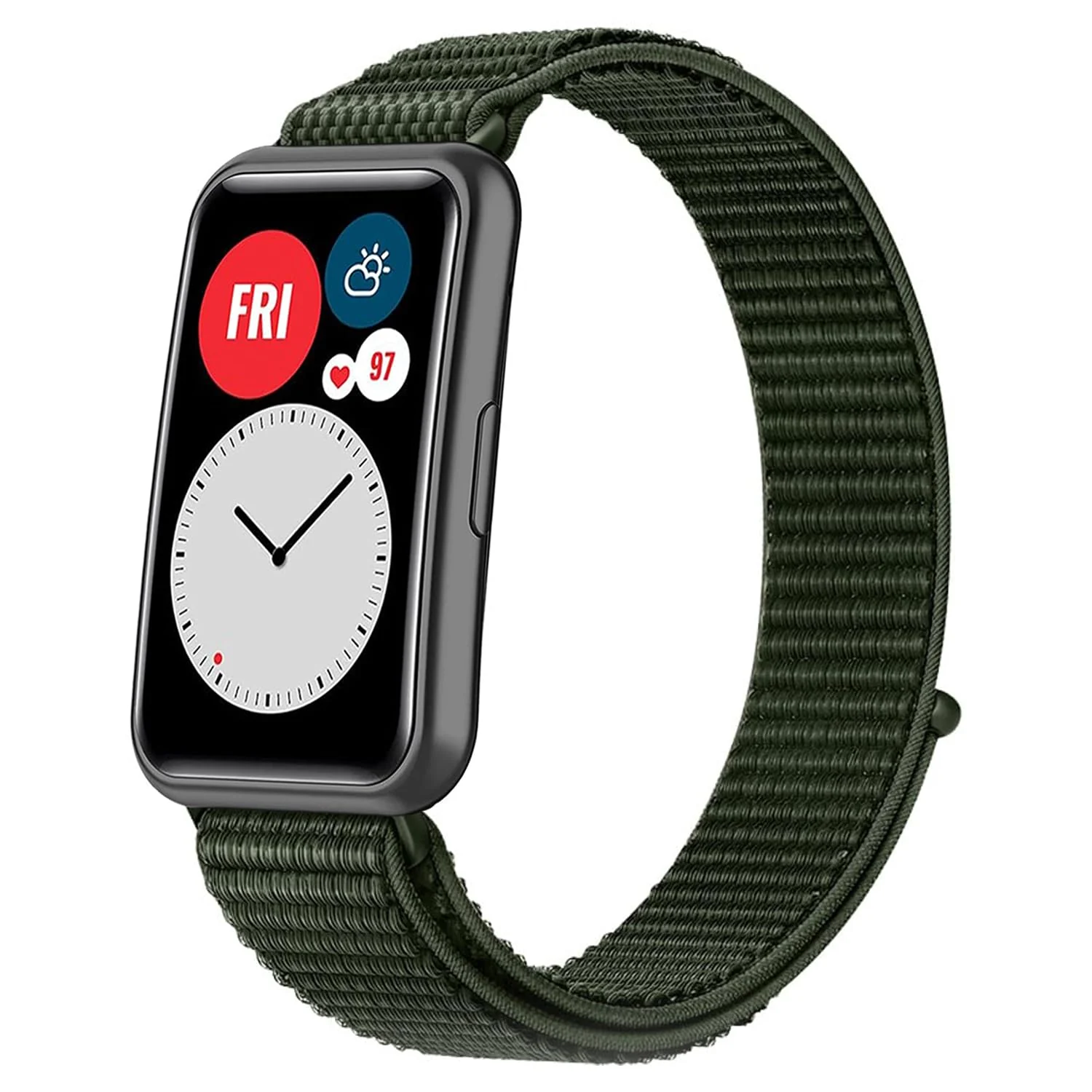 DL3 Mobilak Nylon Strap for Huawei Watch Fit Watch Band, Men and Women Breathable Elastic Bracelet, Adjustable Straps Replacement Band Sport Watchband for Huawei Watch Fit - Green