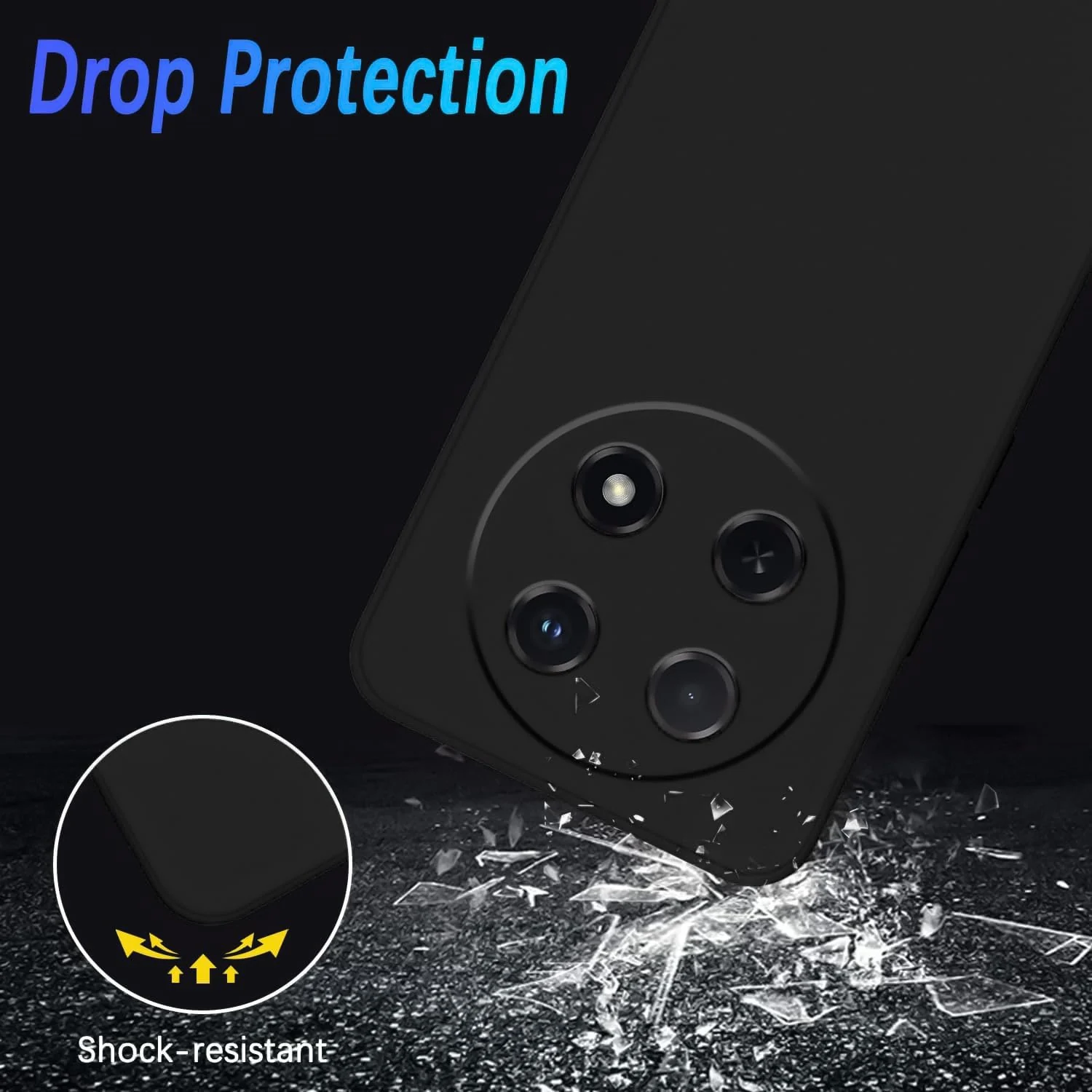 DL3 Mobilak Liquid Silicone Case for Huawei nova 12i, Shock-absorbing protection, Scratch-resistant surface, Soft microfiber lining - Black