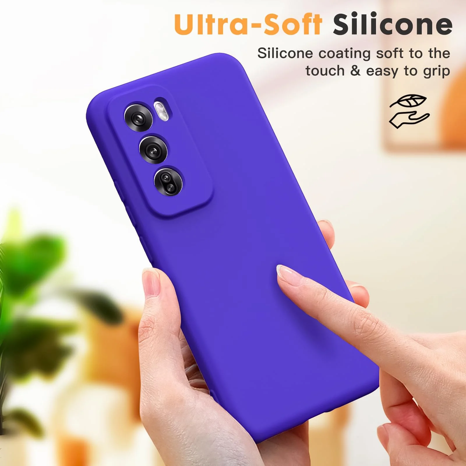 DL3 Mobilak Liquid Silicone Protective Case for OPPO Reno 12 5G with Camera Protection and Microfiber Lining - Pepsi