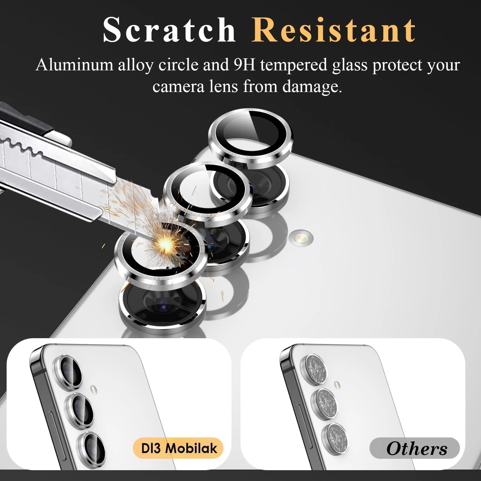 DL3 Mobilak Camera Lens Protector for Honor X8b Accessories, 9H Tempered Glass Metal Individual Ring Camera Cover Screen Protector, Case Friendly, Anti Scratch - Silver