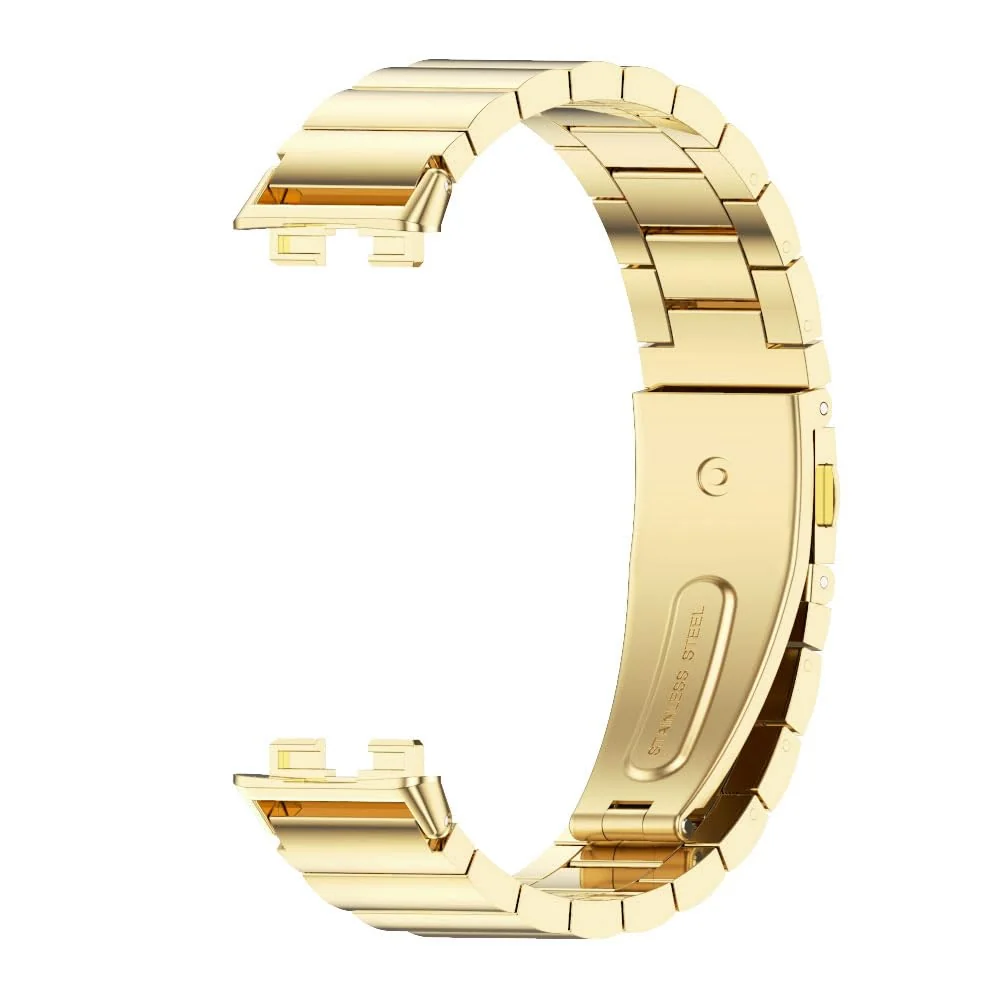 DL3 Mobilak Metal Strap Compatible with HUAWEI Band 10 / HUAWEI Band 9 / HUAWEI Band 8, Stainless Steel Replacement Band with Folding Clasp, Adjustable Replacement Bracelet Wristband - Gold