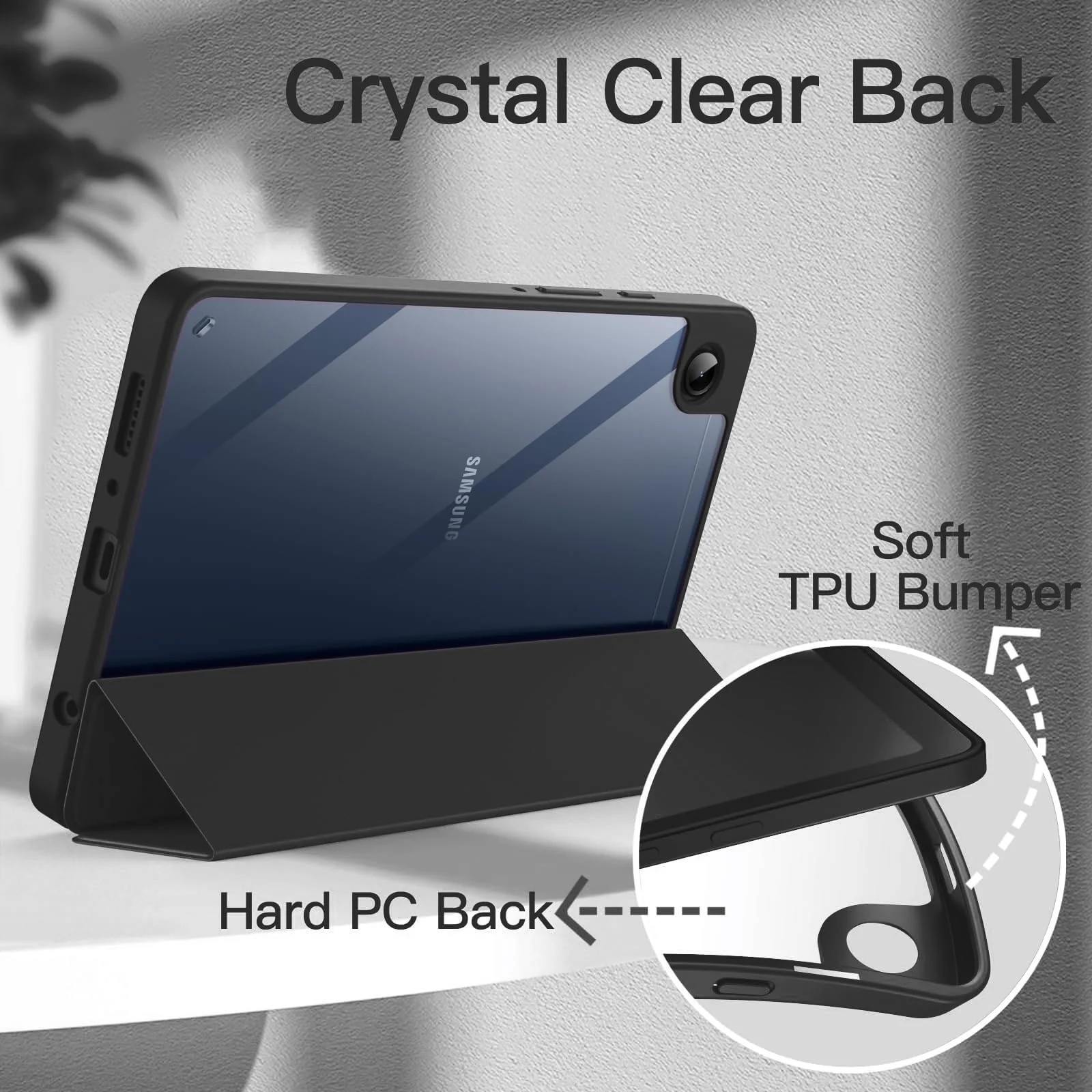 DL3 Mobilak Samsung Galaxy Tab A9+/ A9 Plus Case 11 inch 2023 (SM-X210/X216/X218) with Pen Holder, Soft TPU Back Trifold Stand Protective Smart Cover Flip, Auto Wake&Sleep - Black