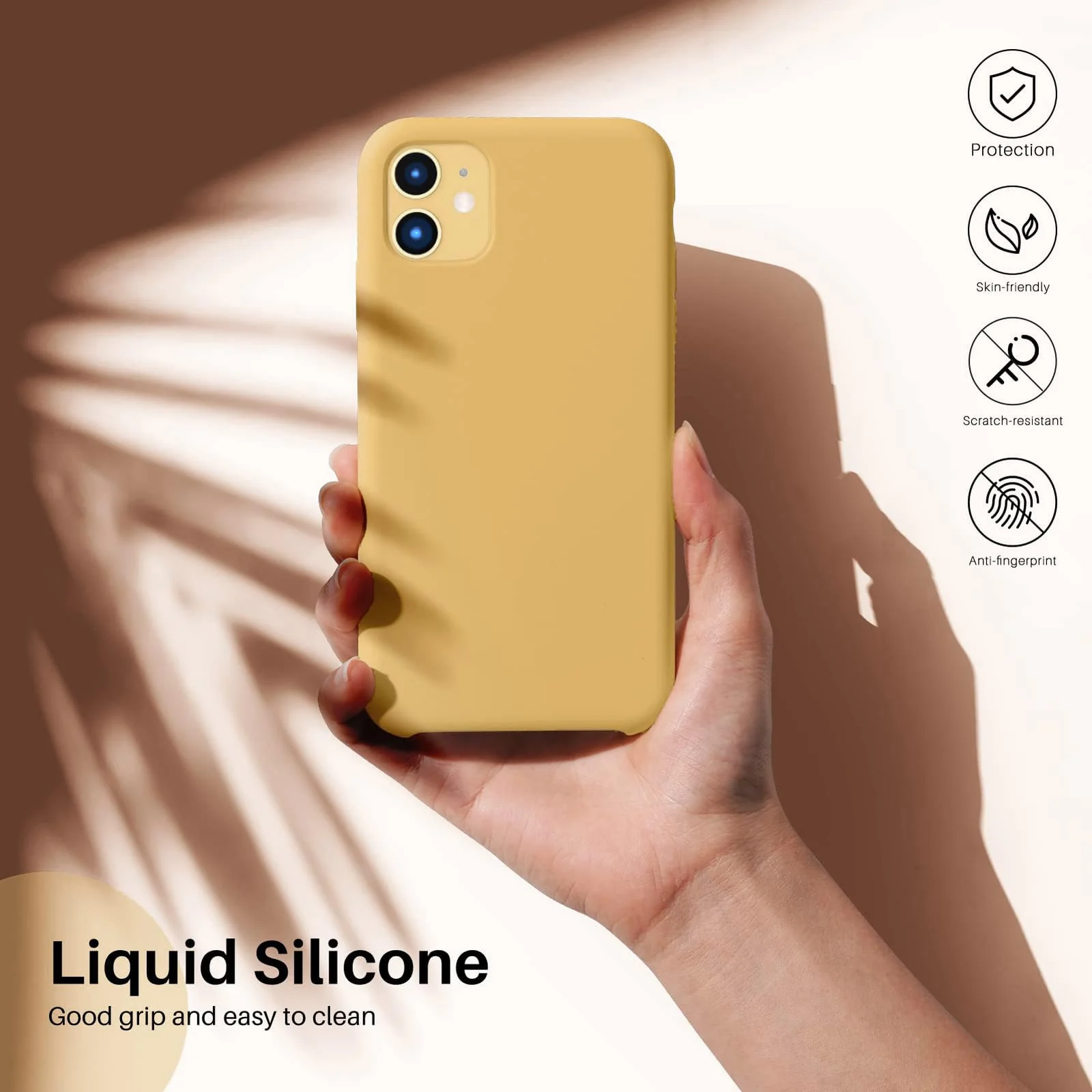 DL3 Mobilak Liquid Silicone Protective Case for iPhone 11 (6.1 Inch) with Camera Protection and Microfiber Lining - Honey Yellow