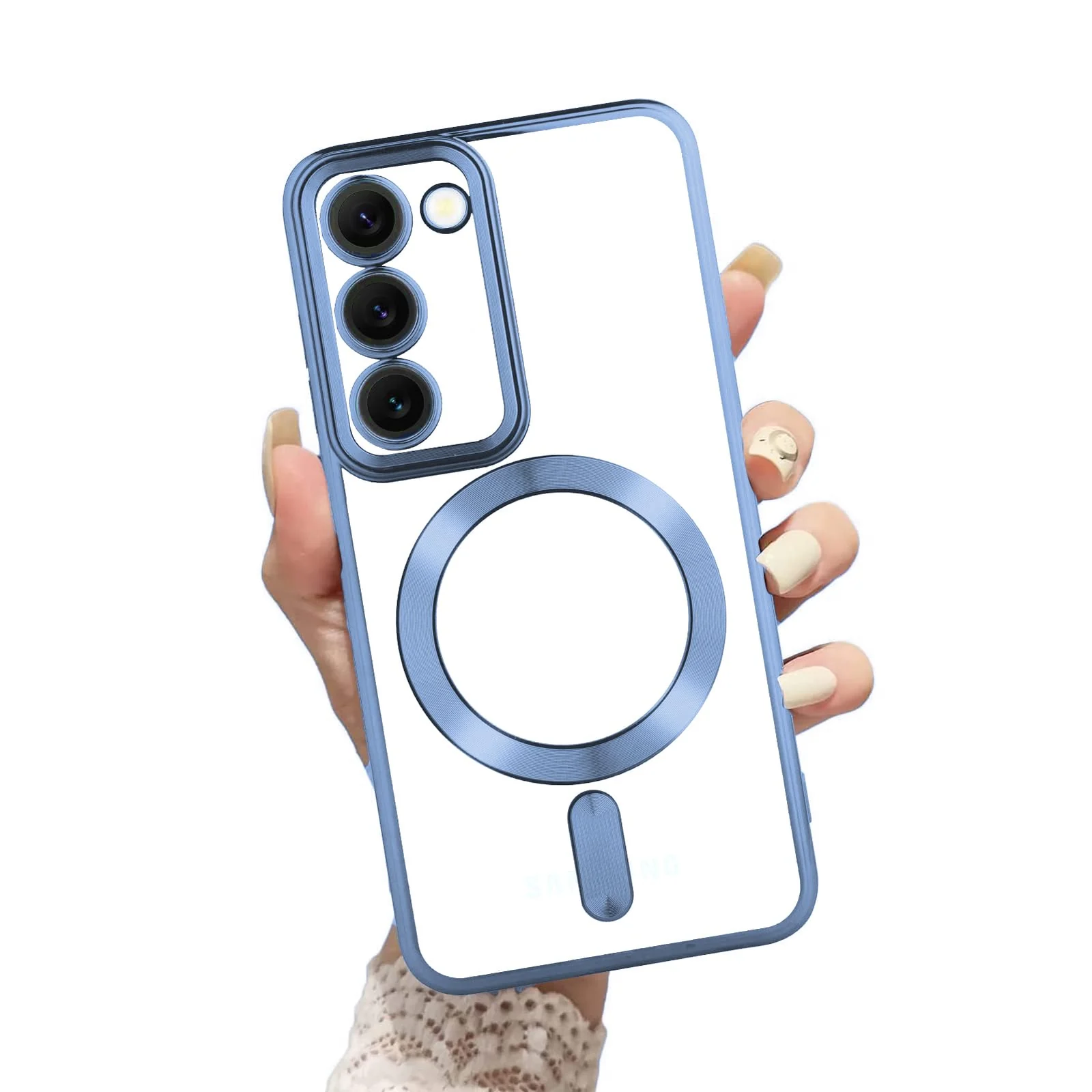 DL3 Mobilak Clear MagSafe-Compatible Magnetic Case for Samsung Galaxy S20 FE with Camera Protection and Shockproof Design - Sierra Blue