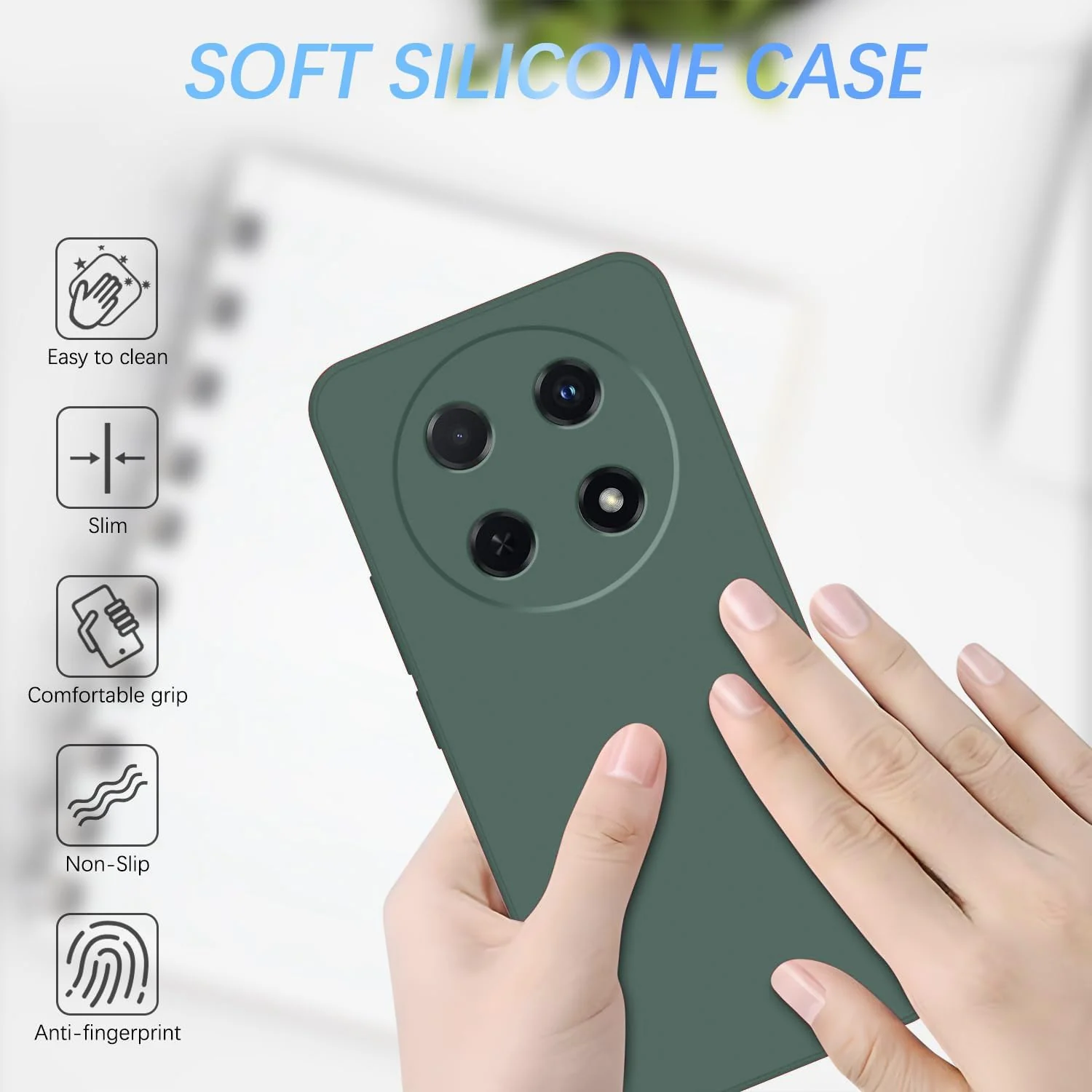 DL3 Mobilak Liquid Silicone Protective Case for Huawei nova 12i with Microfiber Lining and Shockproof Design - Green