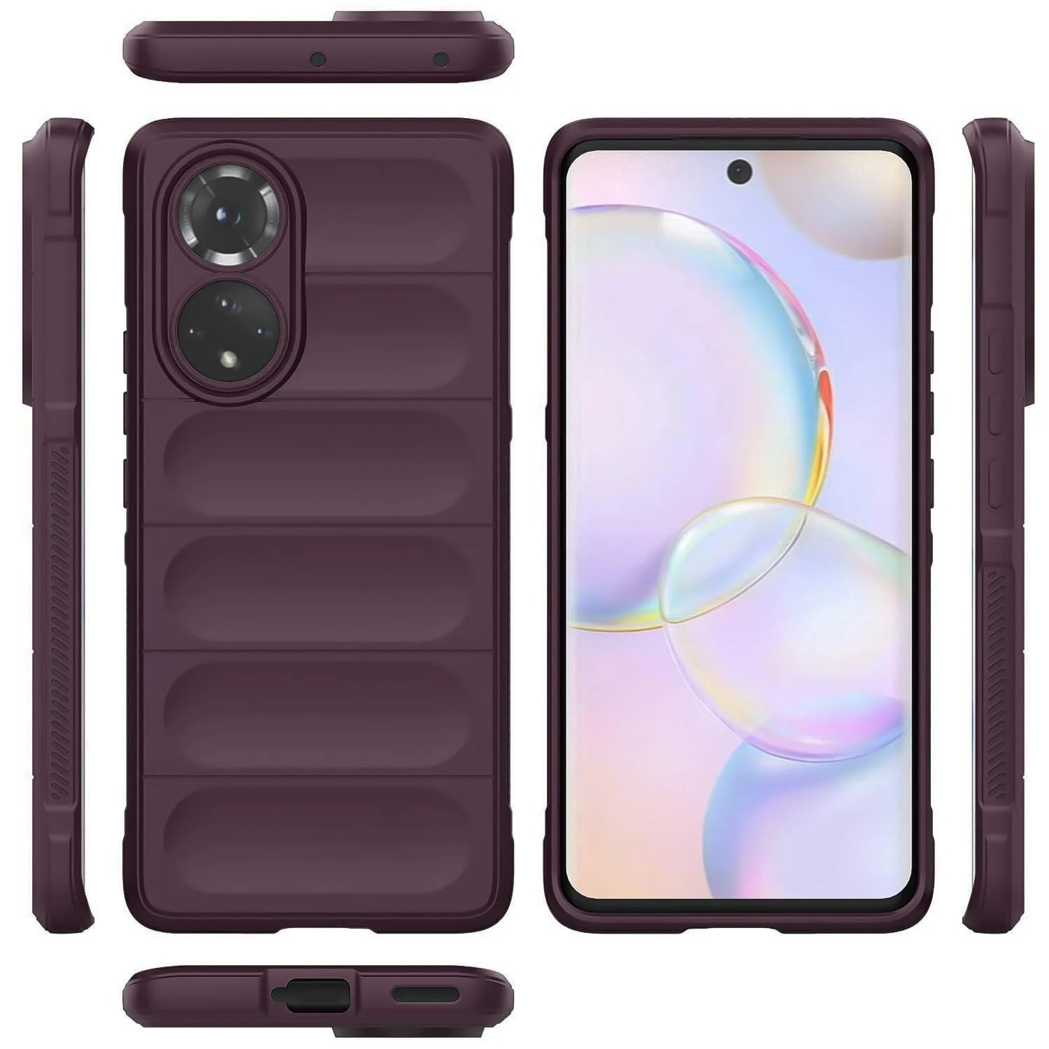 DL3 Mobilak Flexible Silicone and TPU Protective Case with Camera Protection for Honor 50 / Huawei Nova 9 - Wine Red