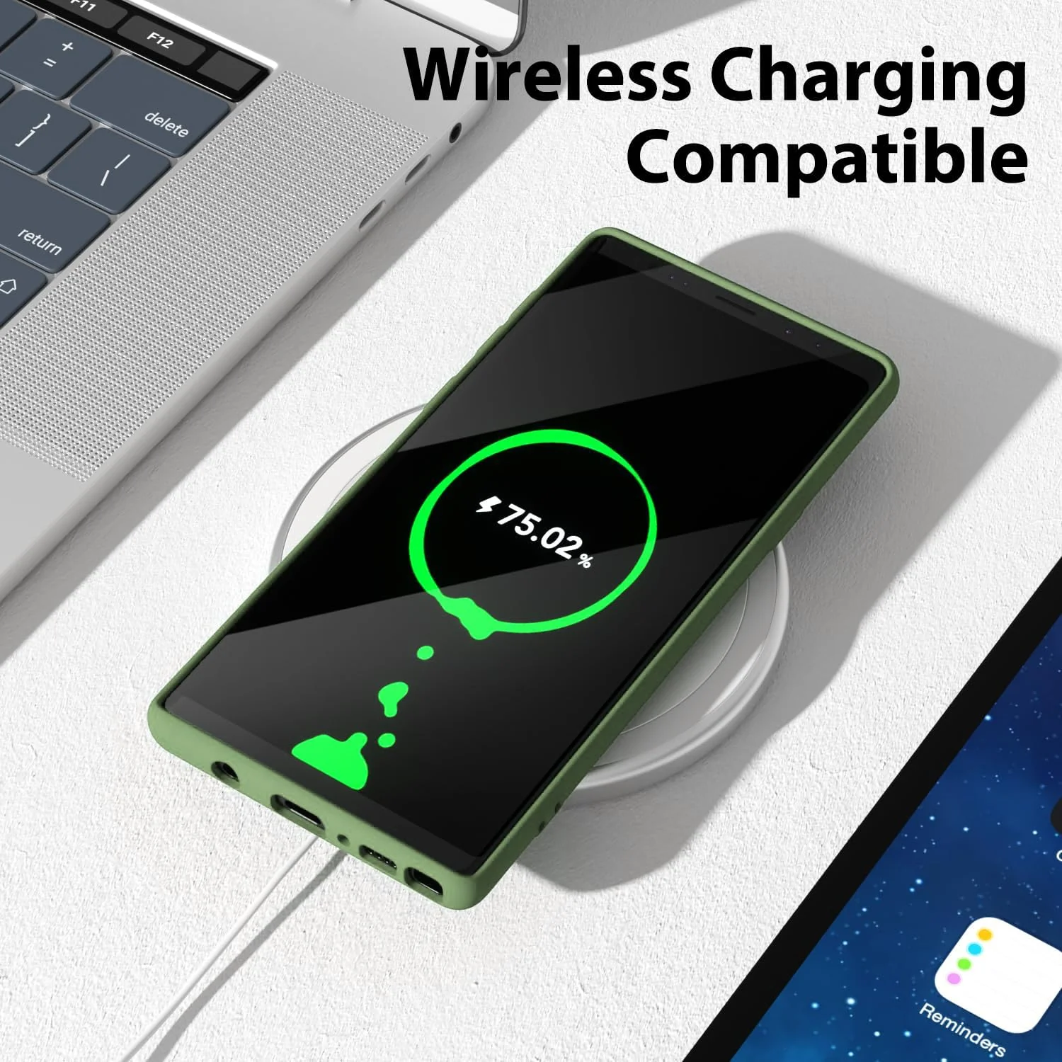 DL3 Mobilak Liquid Silicone Case for Samsung Galaxy Note9, Shock-absorbing protection, Scratch-resistant surface, Soft microfiber lining - Mint Green