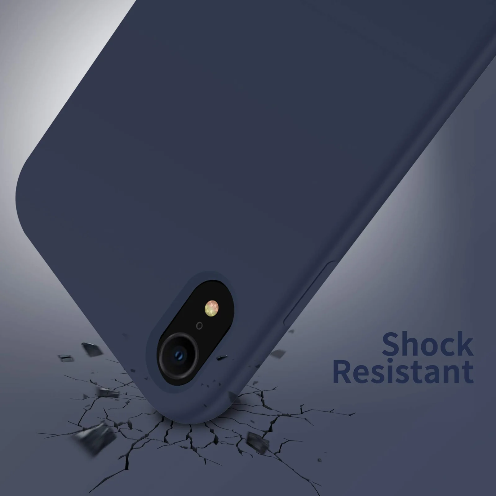DL3 Mobilak Liquid Silicone Protective Case with Soft Microfiber Lining for iPhone XR - Midnight Blue