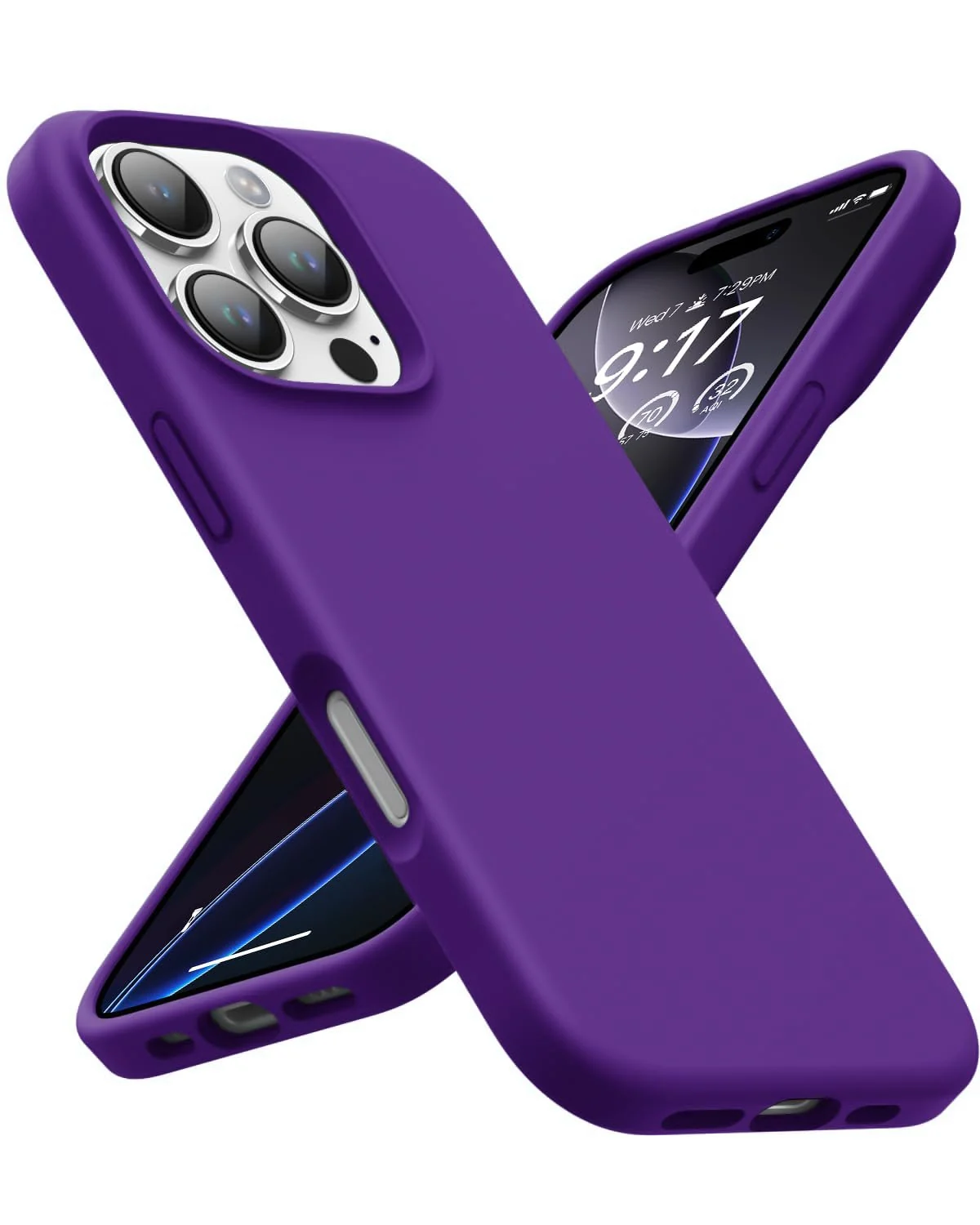 DL3 Mobilak Liquid Silicone Protective Case with Soft Microfiber Lining for iPhone 16 Pro Max - Purple